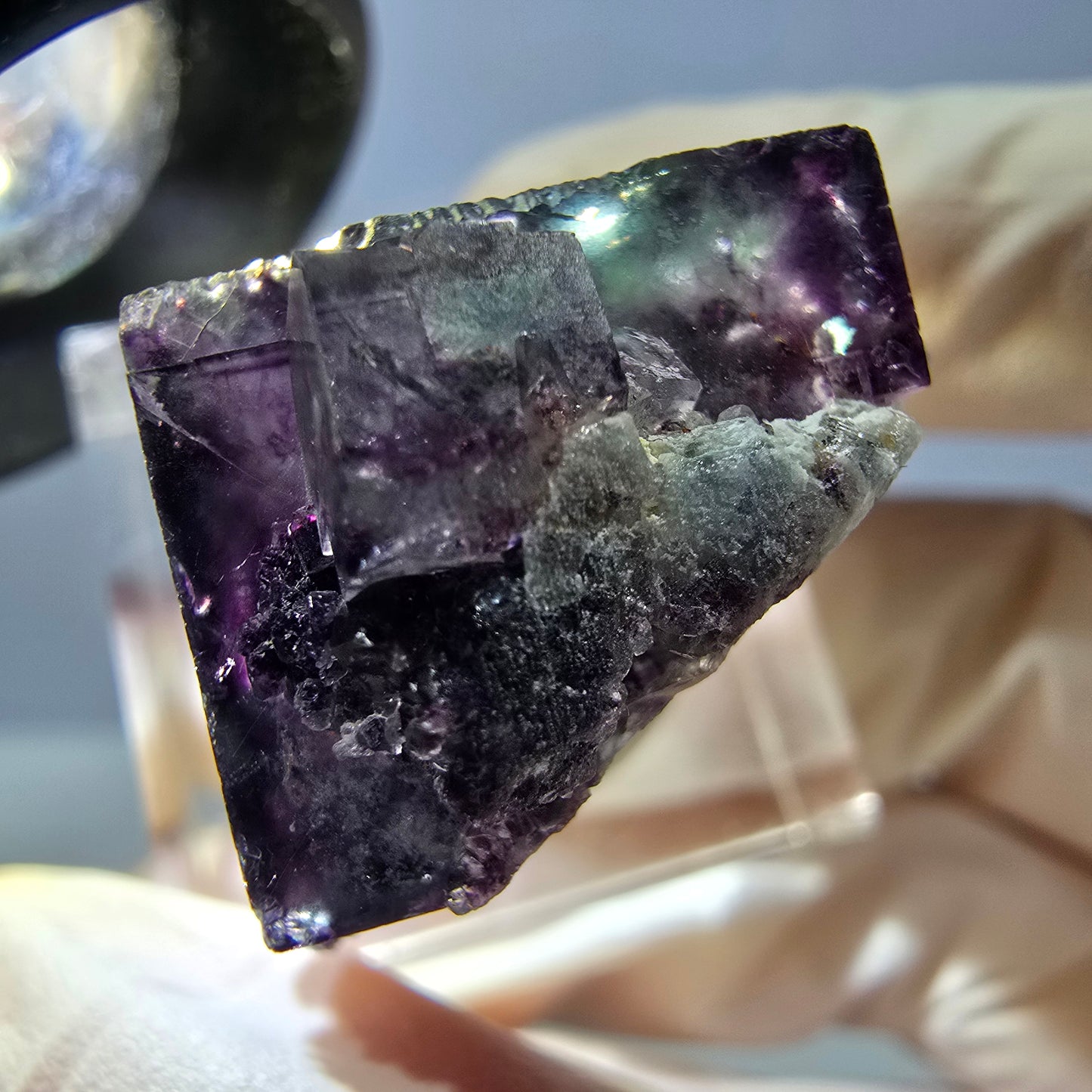 Phantom Fluorit Würfel Stufe, grün lila Okorusu, Namibia 27*22*18mm