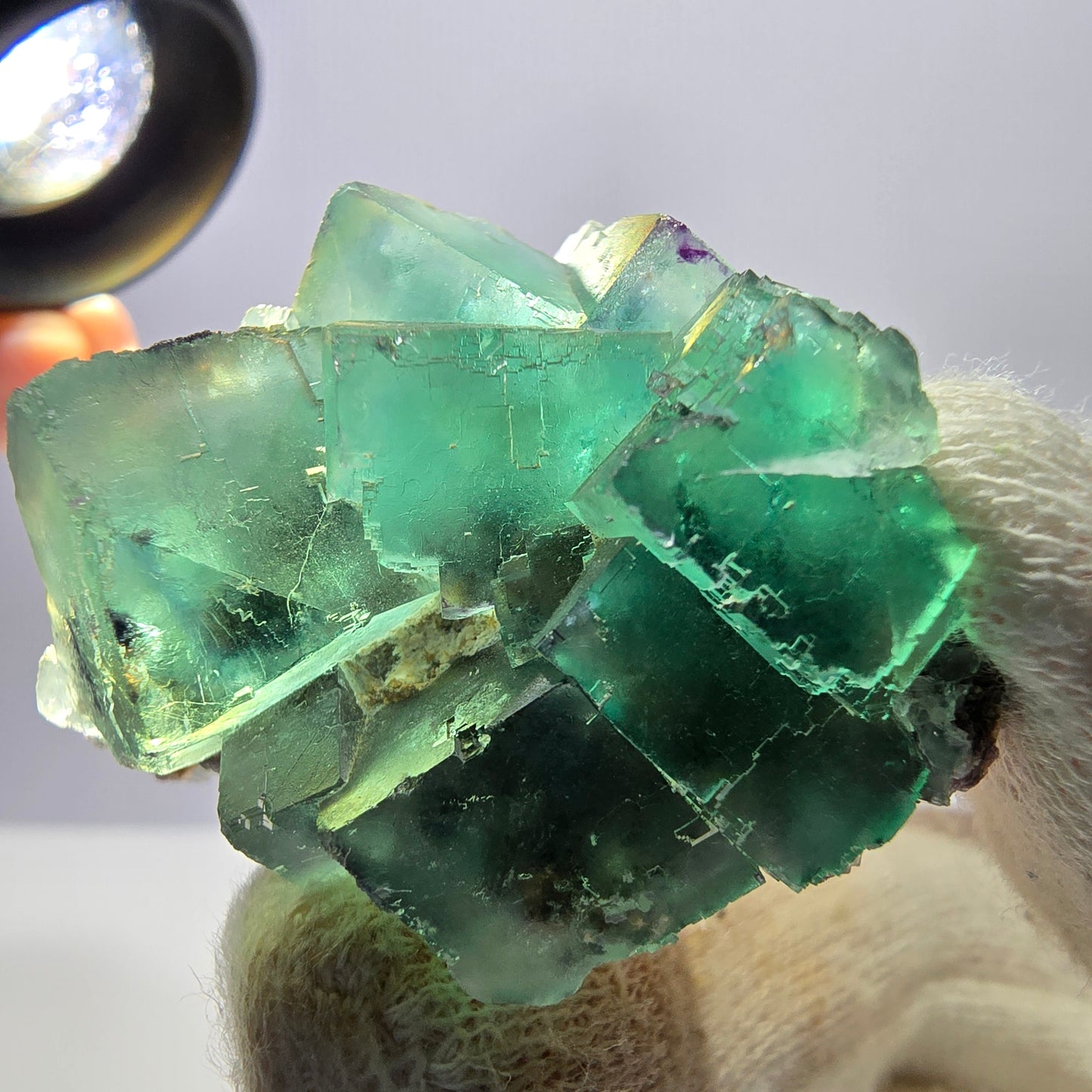 Rare spécimen de cube de fluorite fantôme, parqueté vert Okorusu, Namibie, 39 x 33 x 23 mm