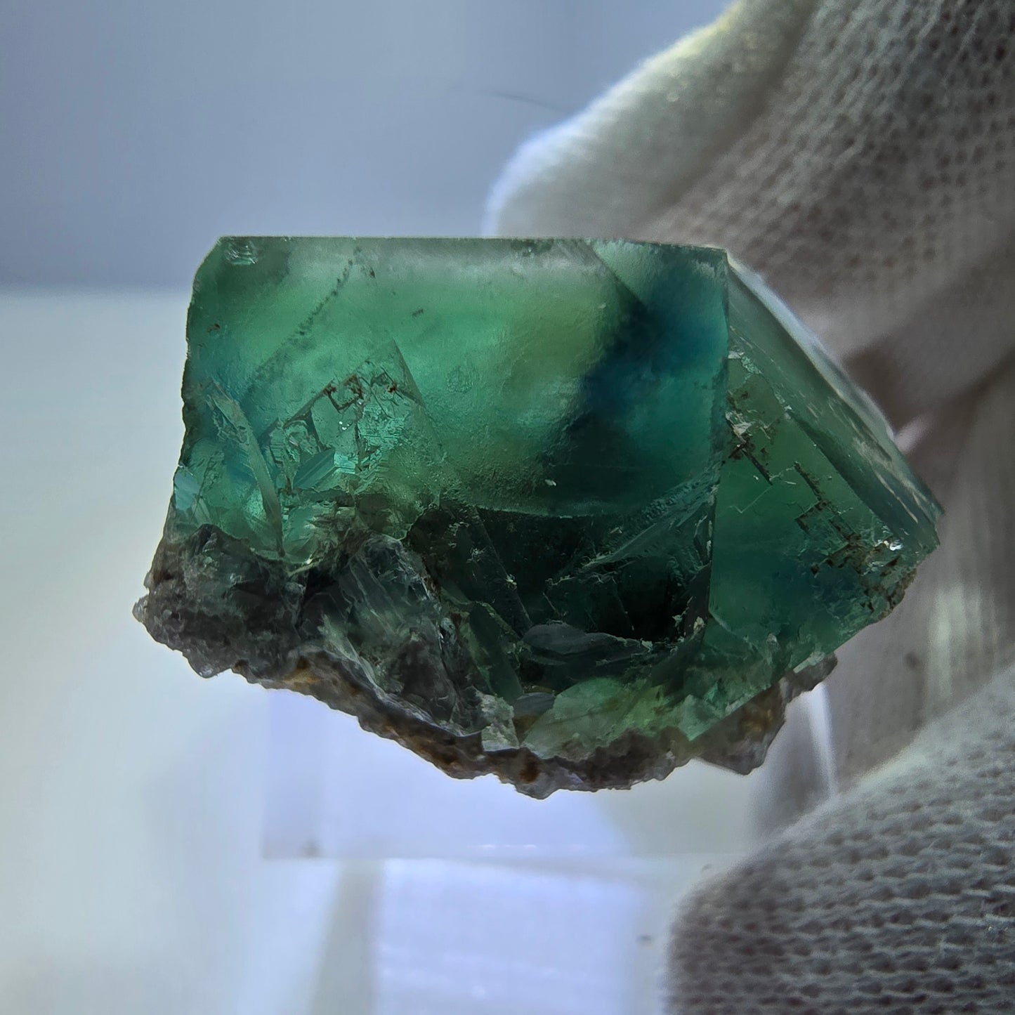 Clear Phantom Fluorite Cube Specimen, green turquoise Okorusu, Namibia 32*25*19mm