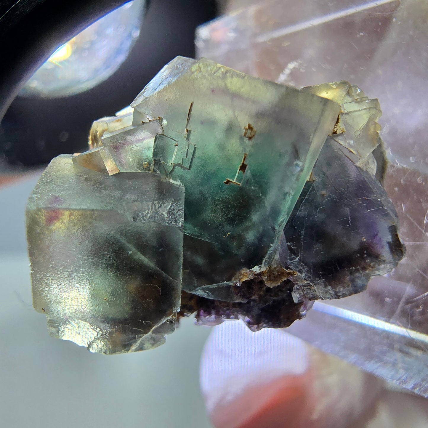 Phantom Fluorit Würfel Stufe, parkettiert grün lila Okorusu, Namibia 20*17*15mm
