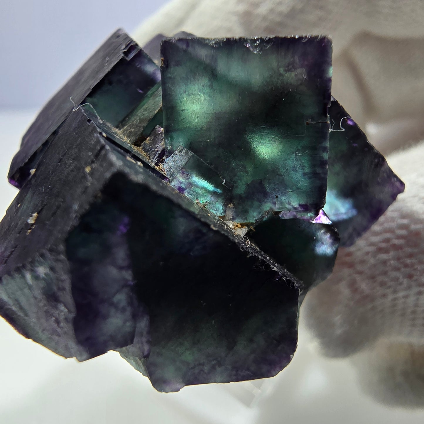 Klare Phantom Fluorit Würfel Stufe zonal grün lila Okorusu, Namibia 33*28*26mm