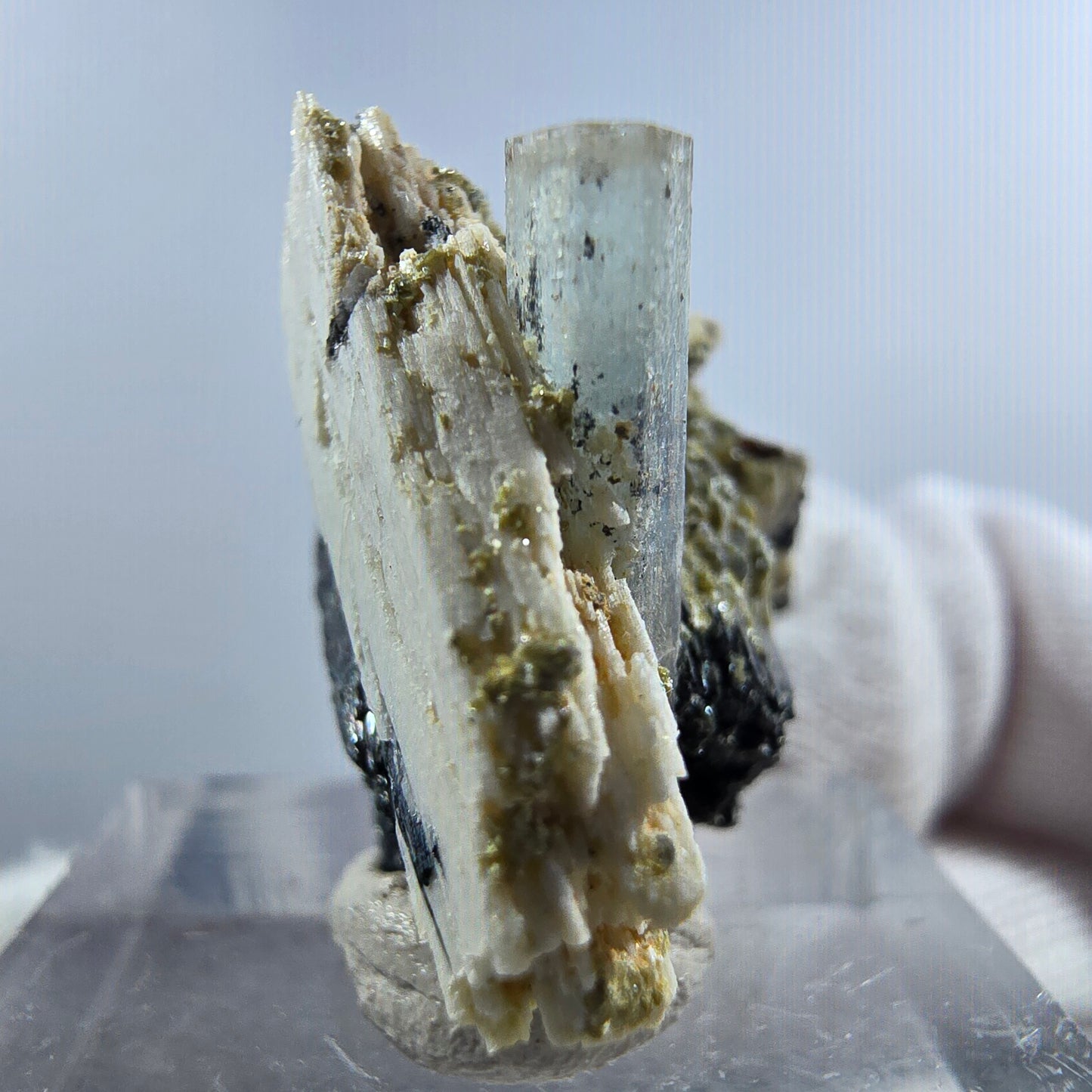 Aigue-marine de Setlene, tourmaline de Schörl, stade orthose Erongo, Namibie 27*25*17 mm