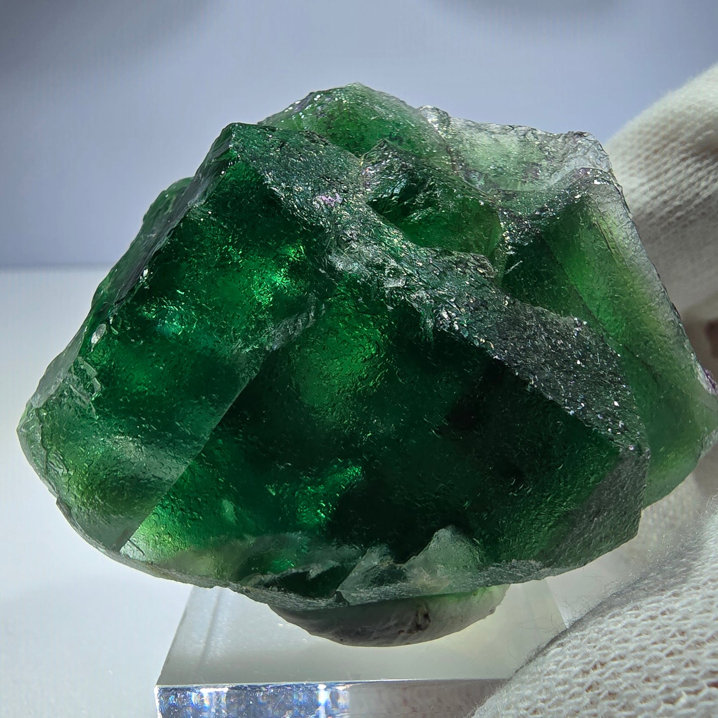 Seltene Phantom Fluorit Würfel Stufe grün Okorusu, Namibia 61*43*27mm