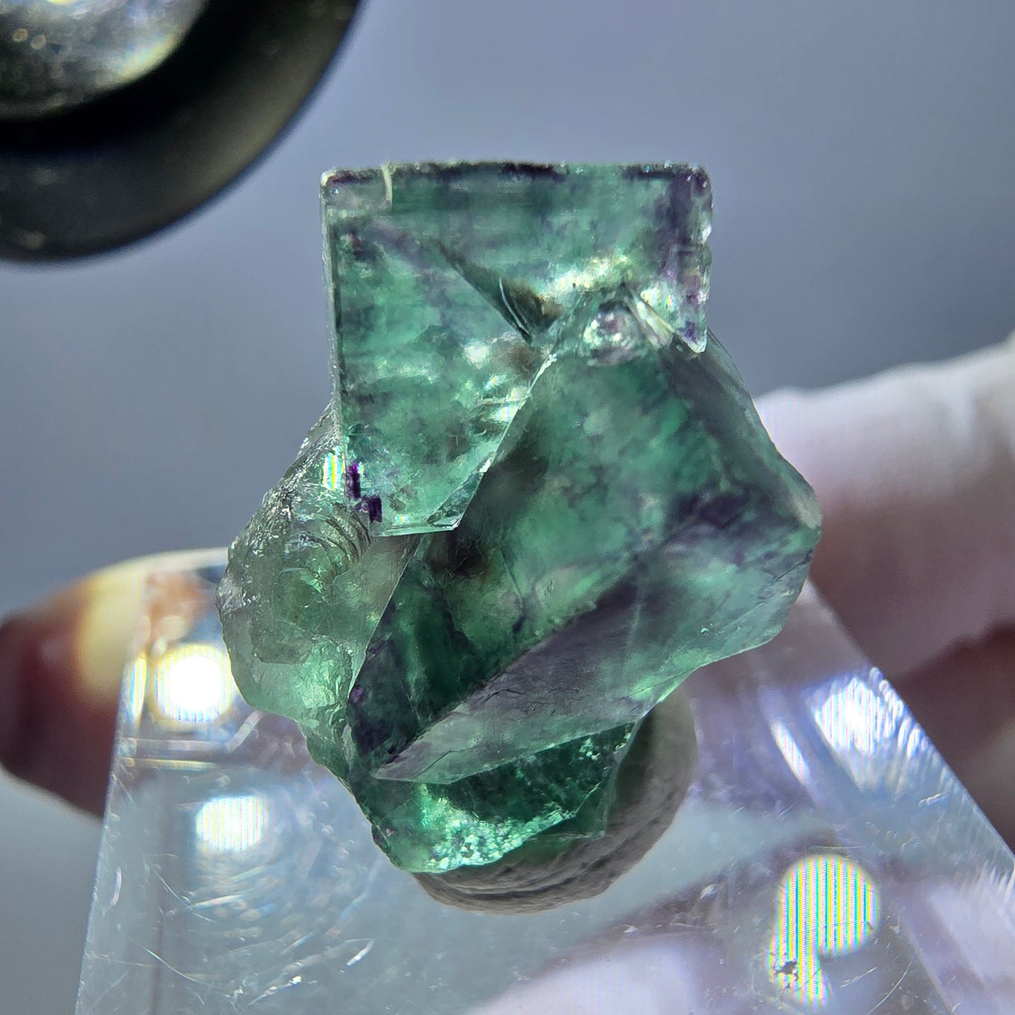 Phantom Fluorit Würfel Stufe, grün lila Okorusu, Namibia 20*16*15mm