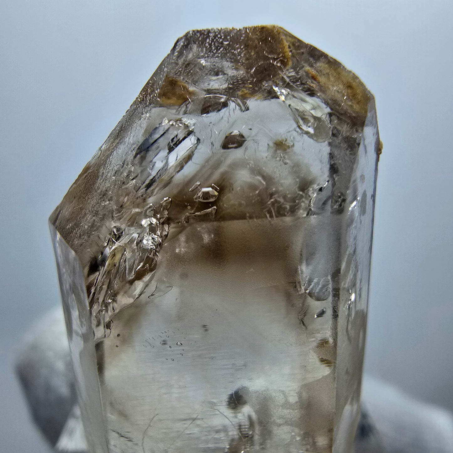 Enhydro Phantom Smoky Quartz Point, 1x Bubble Goboboseb, Namibia 33*19*10mm