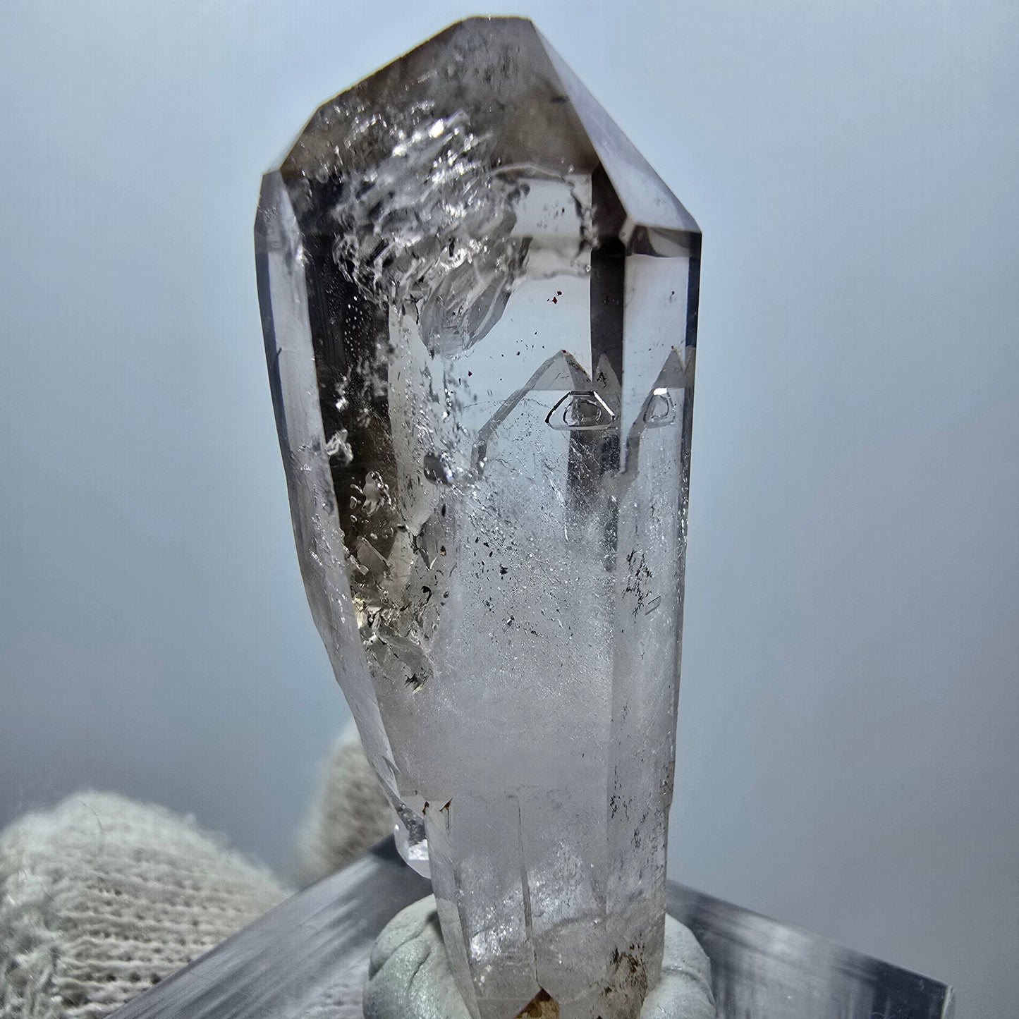 Enhydro Phantom Smoky Quartz Scepter, 2x Bubble Goboboseb, Namibia 39*14*14mm