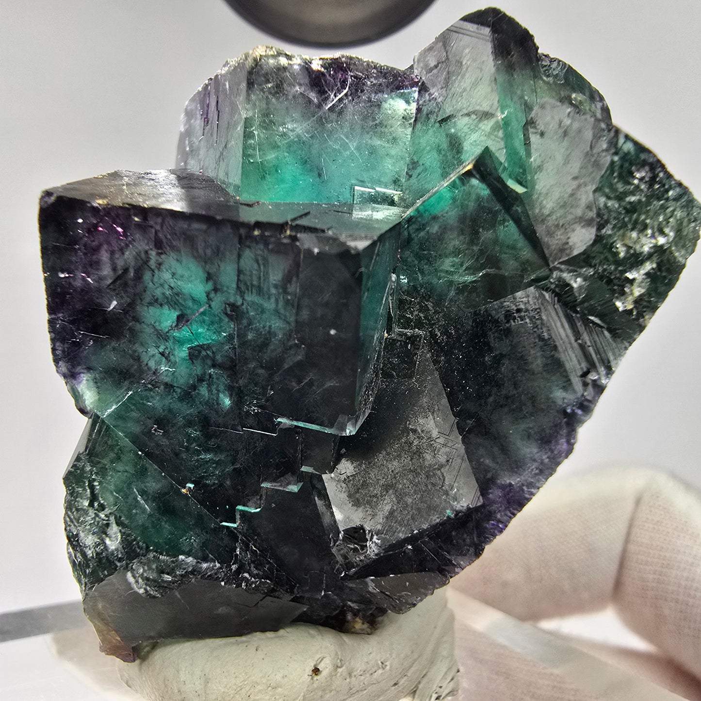 Seltene Phantom Fluorit Würfel Stufe Tie-Dye Pocket, Okorusu, Namibia 58*38*39mm