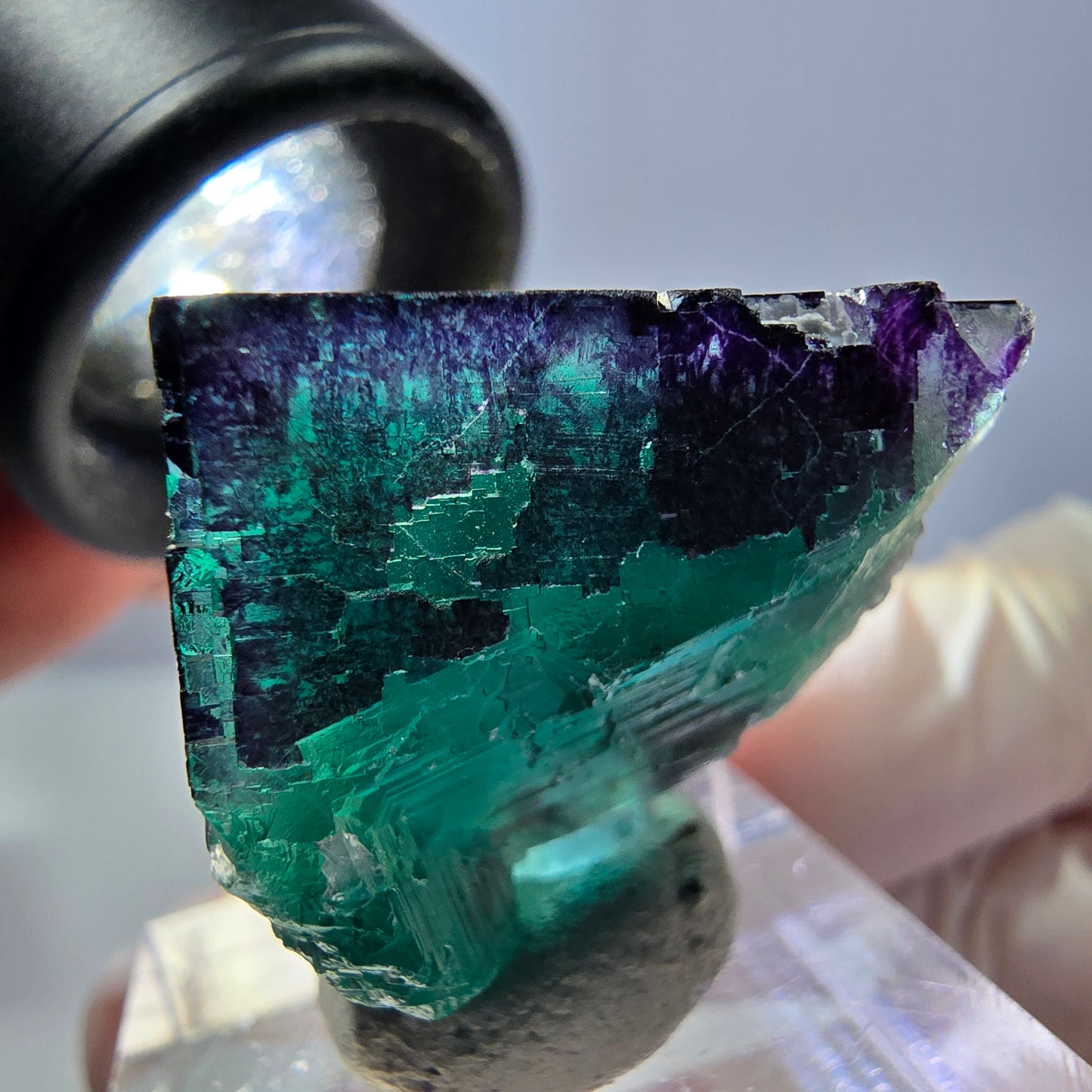 Phantom Fluorit Würfel Stufe grün lila zonal 11:11 Angel Pocket, Namibia 25*25*24mm