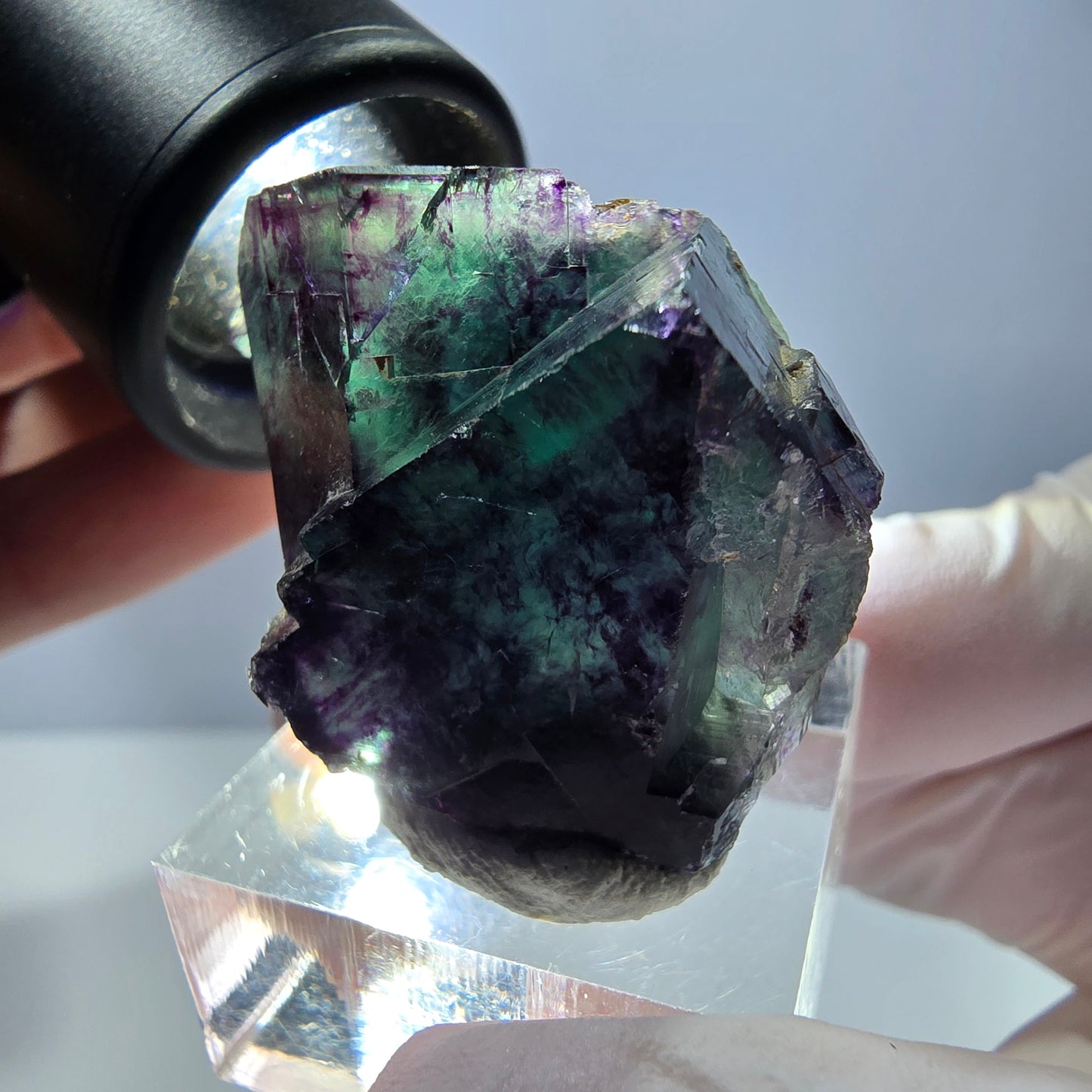 Phantom Fluorit Würfel Stufe, parkettiert grün lila Okorusu, Namibia 41*28*22mm