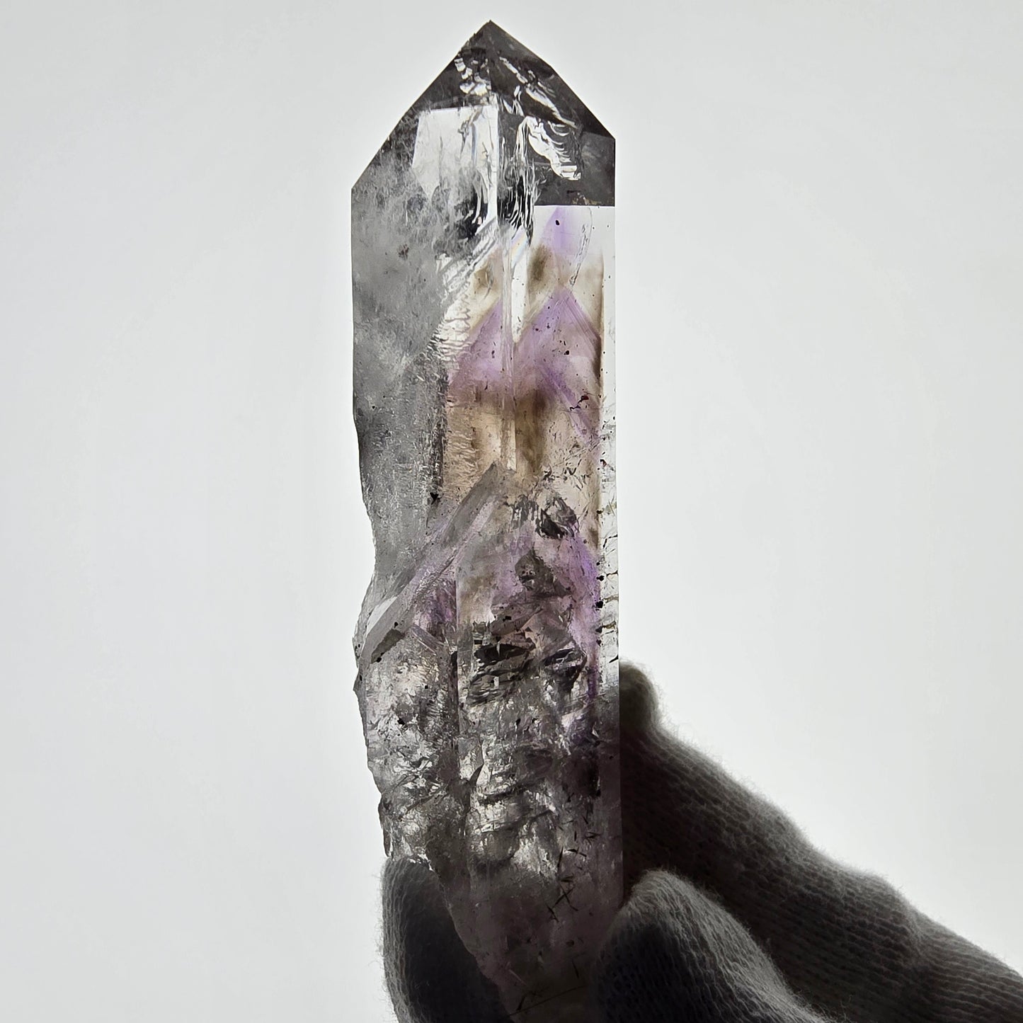 Sceptre d'améthyste hématite Enhydro, mine de calcite UV Streep, Namibie 81 x 22 x 21 mm
