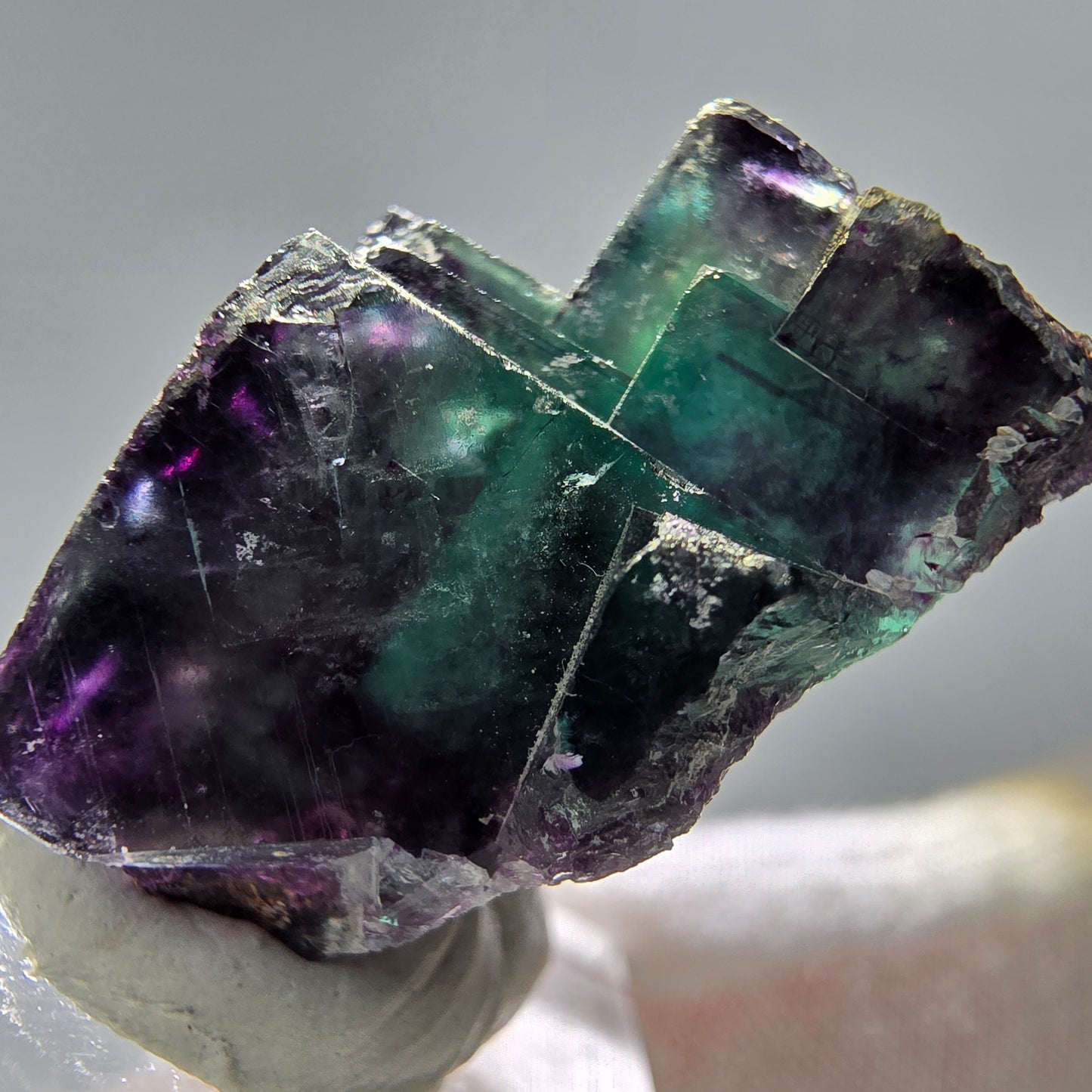 Seltene Phantom Fluorit Würfel Stufe Tie-Dye Pocket, Okorusu, Namibia 27*26*16mm