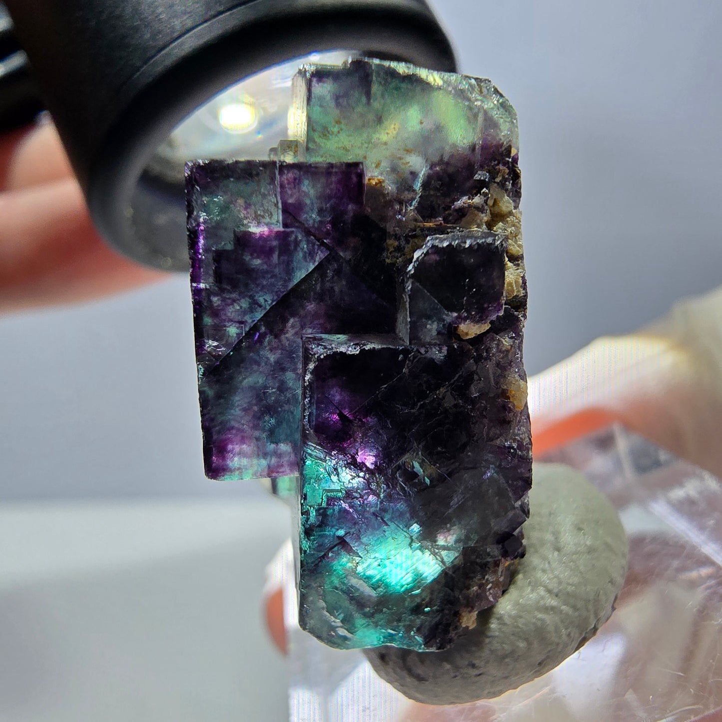 Phantom Fluorit Würfel Stufe, parkettiert grün lila Okorusu, Namibia 29*28*16mm