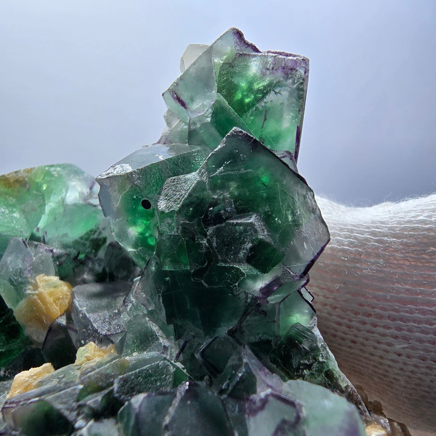Phantom Fluorit zonal Schörl Rauchquarz Muskovit Hyalit Erongo, Namibia 69*56*40mm