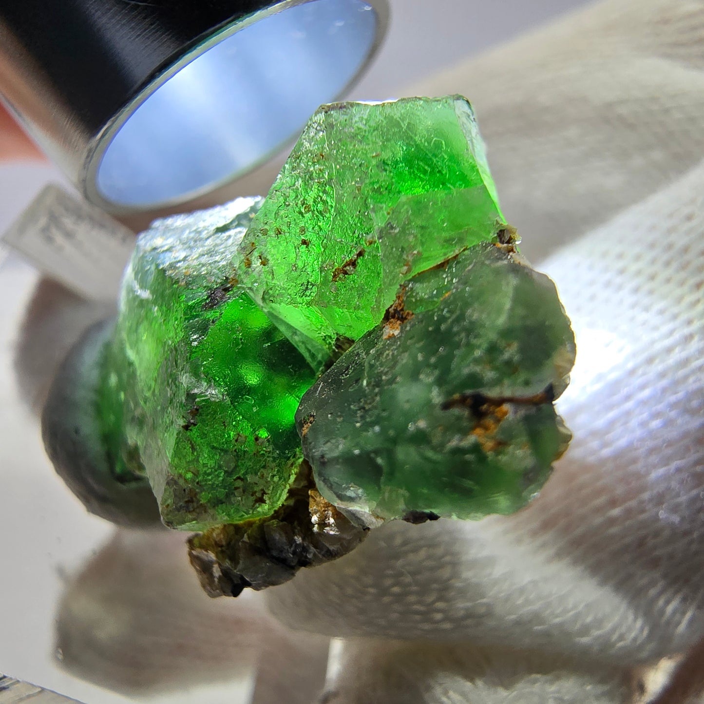 Phantom Fluorit Würfel zonal, Schörl Turmalin Muskovit Erongo Namibia 26*23*15mm