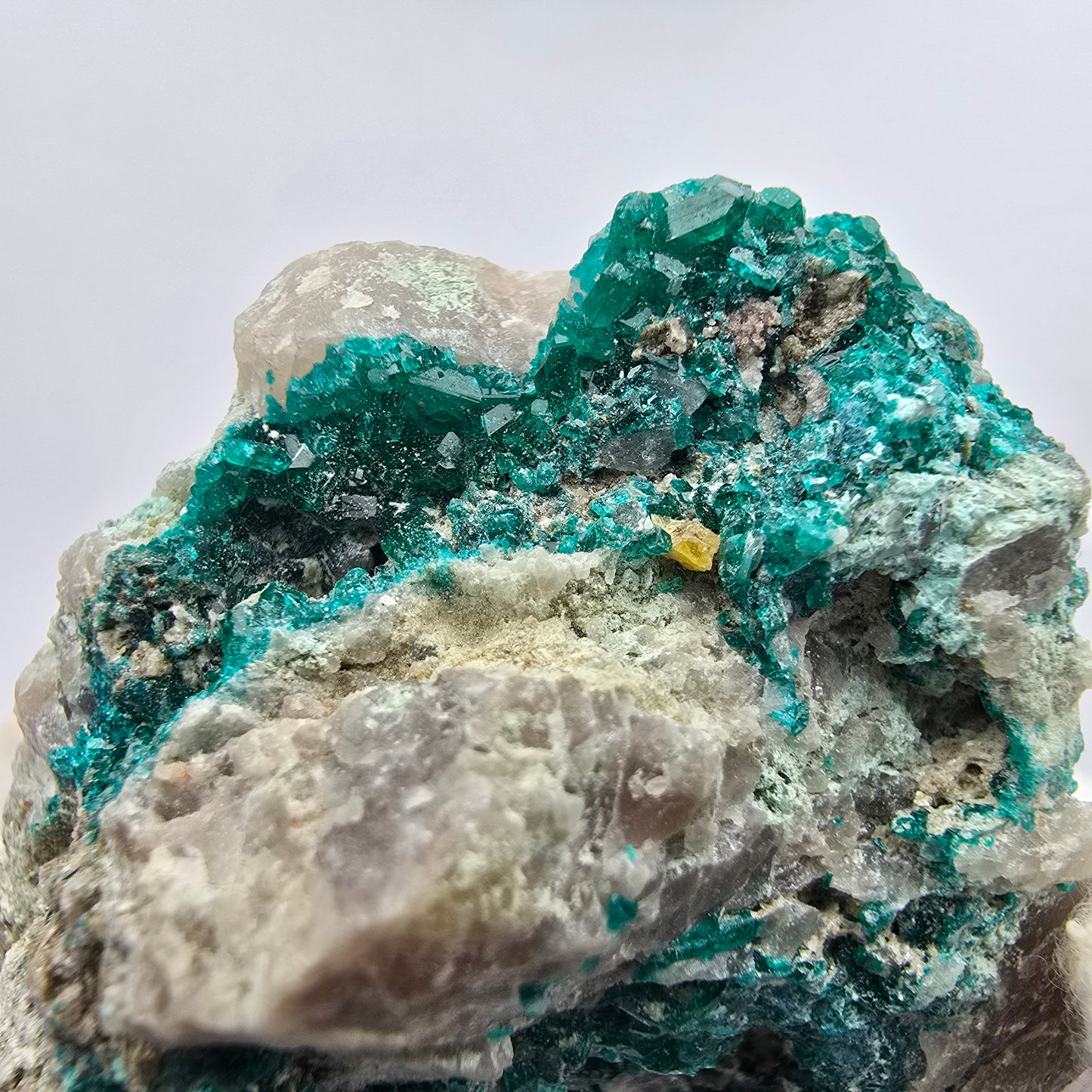 Seltene Dioptas auf Quarz Stufe Kaokoveld, Namibia 52*44*32mm Mineraliensammlung