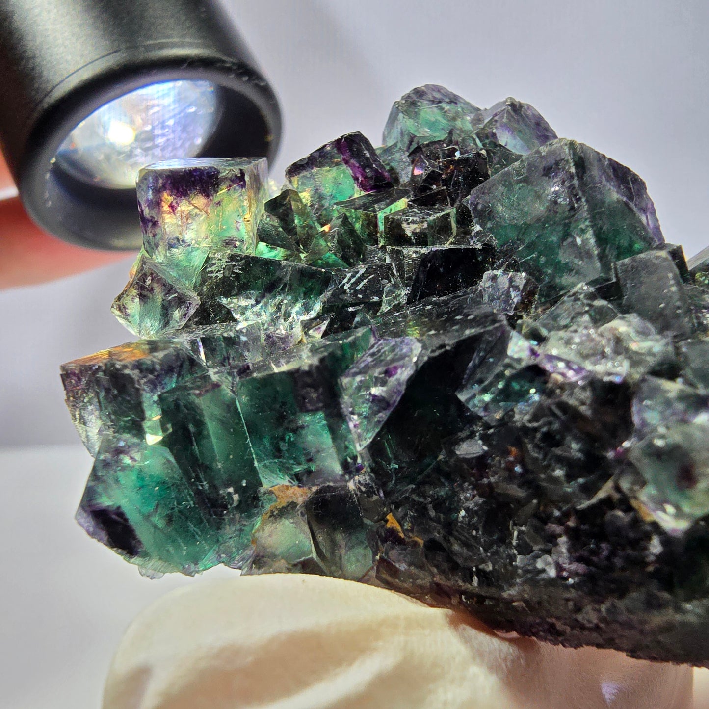 Phantom Fluorite Cube Specimen, parquetted green purple Okorusu, Namibia 52*41*18mm