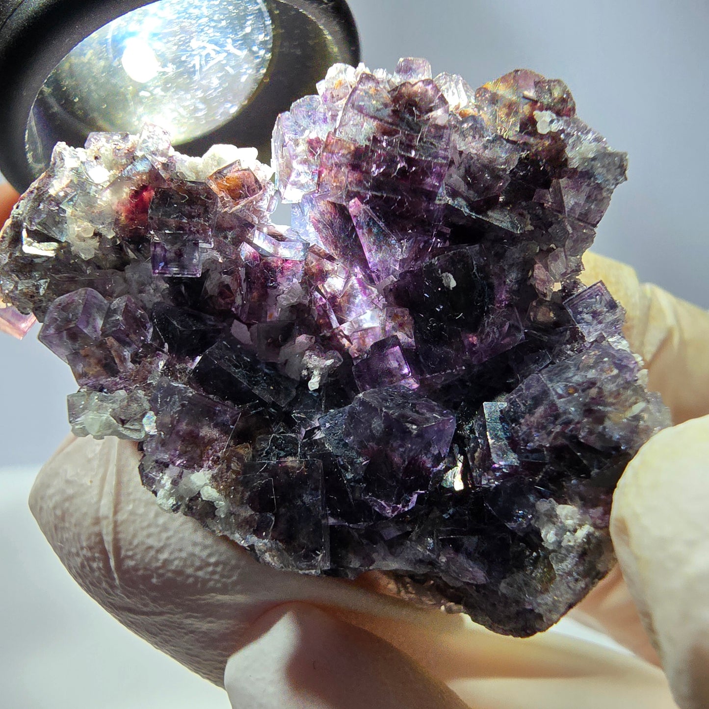 Rare cube de fluorite fantôme, spécimen de quartz violet Okorusu, Namibie, 43 x 31 x 27 mm