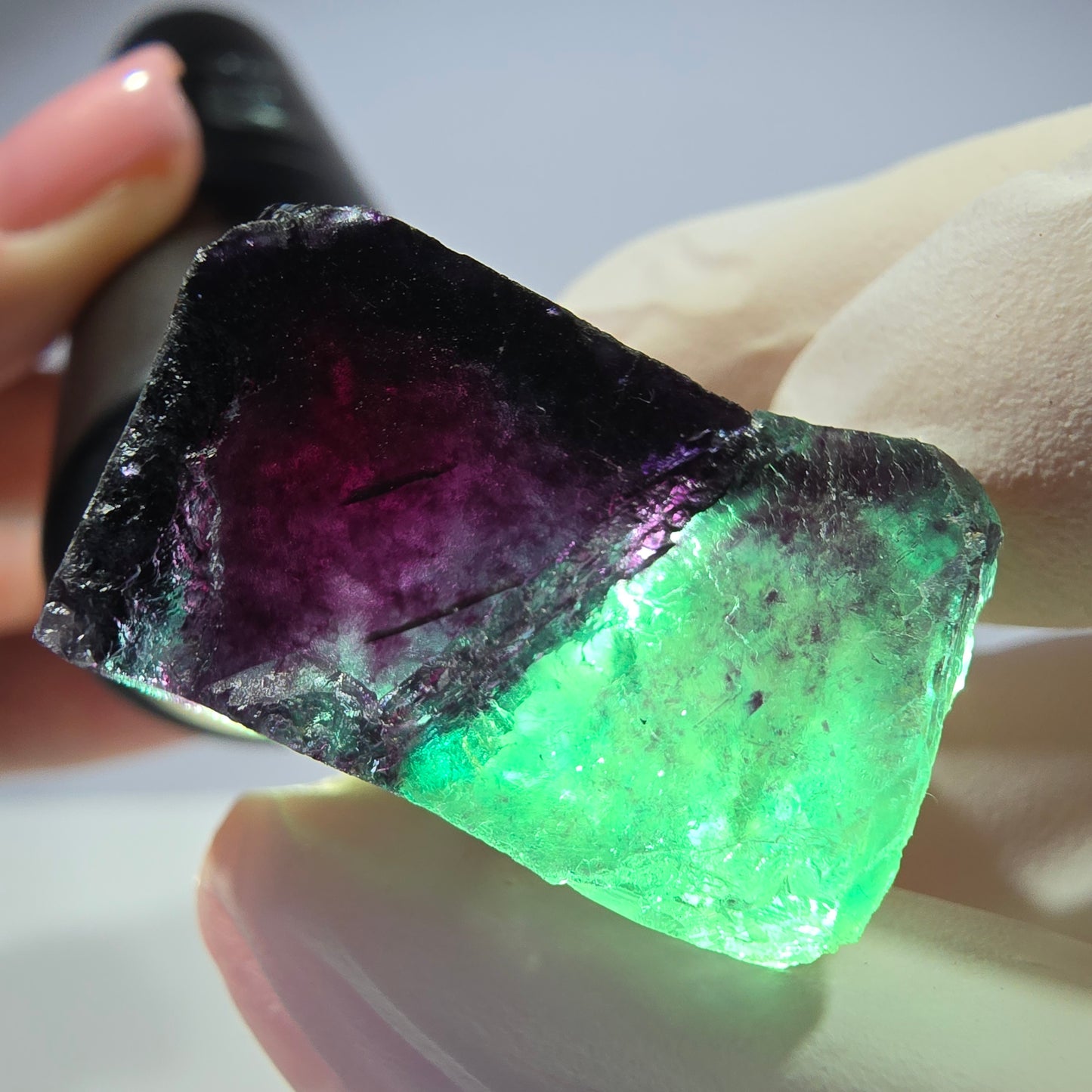 Spécimen de cube de fluorite fantôme parqueté vert violet Okorusu, Namibie 37*26*20 mm