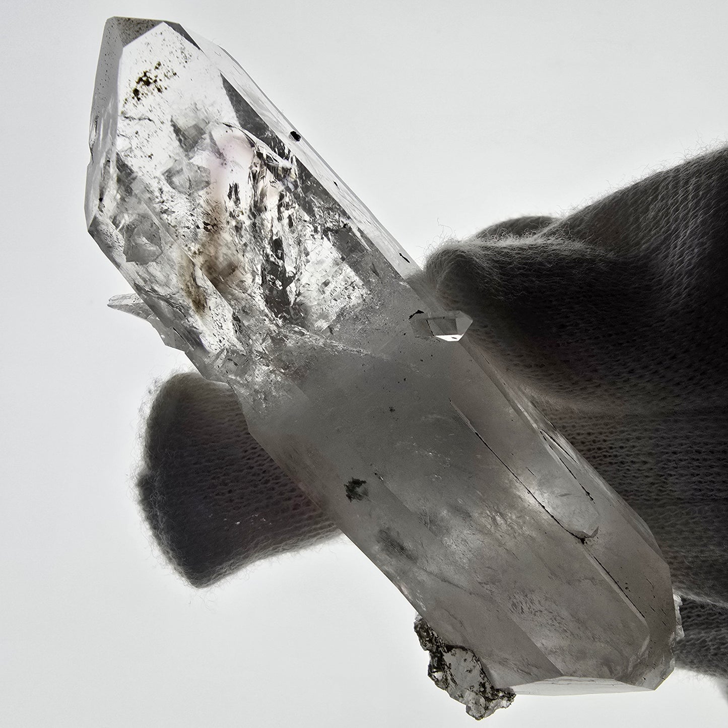 Sceptre DT en quartz fumé squelette Enhydro, 1x Bubble Streep Mine, Namibie 80 x 26 x 26 mm