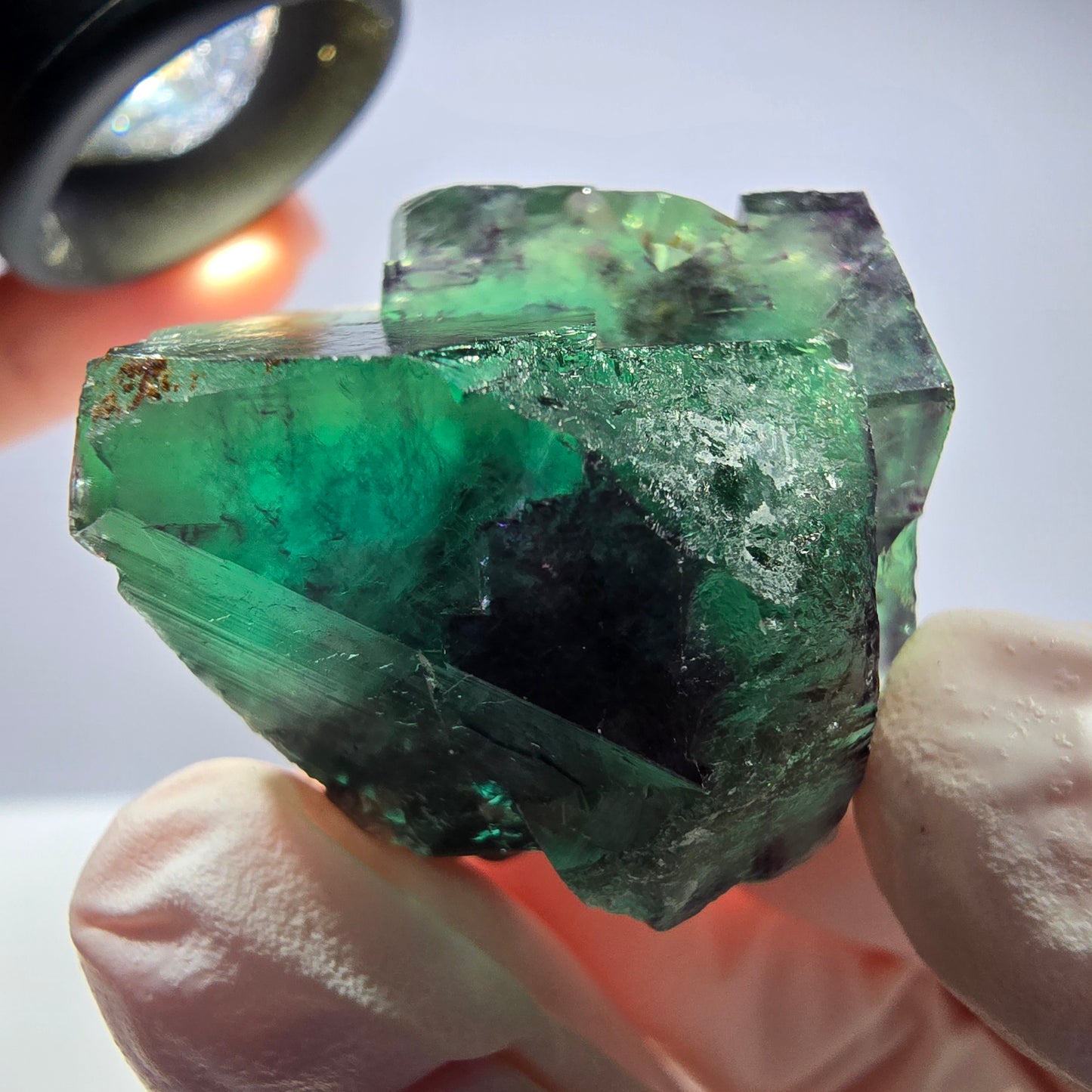 Spécimen de cube de fluorite fantôme parqueté vert violet Okorusu, Namibie 31*28*24mm