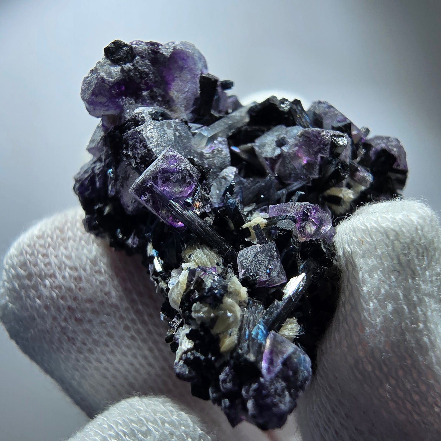 Colorful Phantom Fluorite Cubes Muscovite Schorl Tourmaline Erongo, Namibia 51*37*21mm