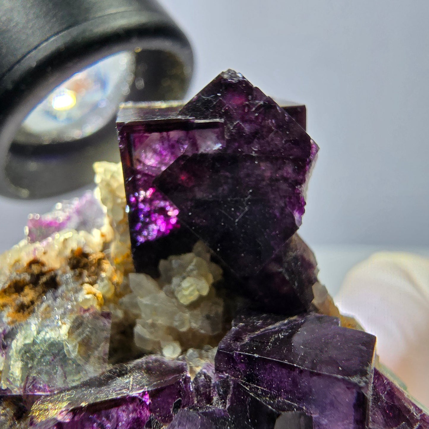 Cube de fluorite fantôme, spécimen de quartz vert violet, Okorusu, Namibie, 62 x 35 x 29 mm