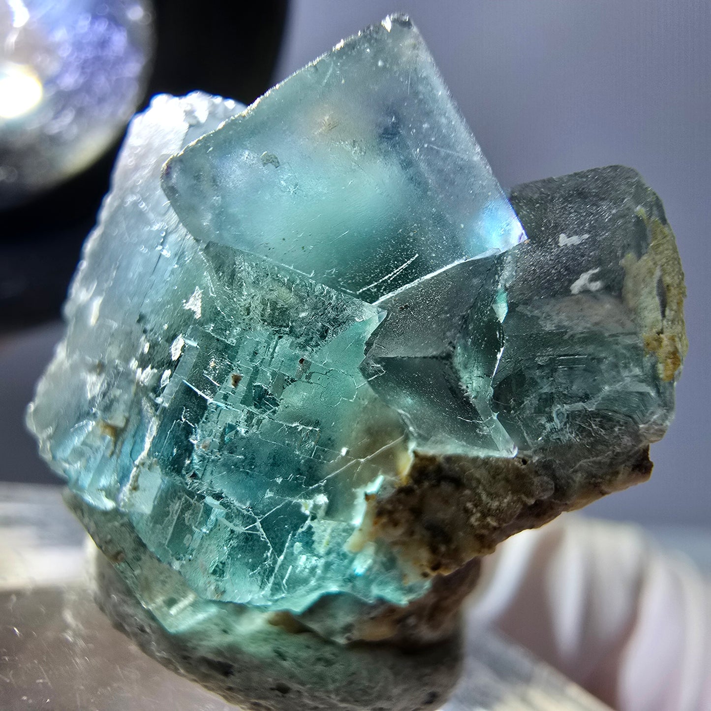 Spécimen de cube de fluorite fantôme, parquet vert Okorusu, Namibie 25 x 20 x 15 mm