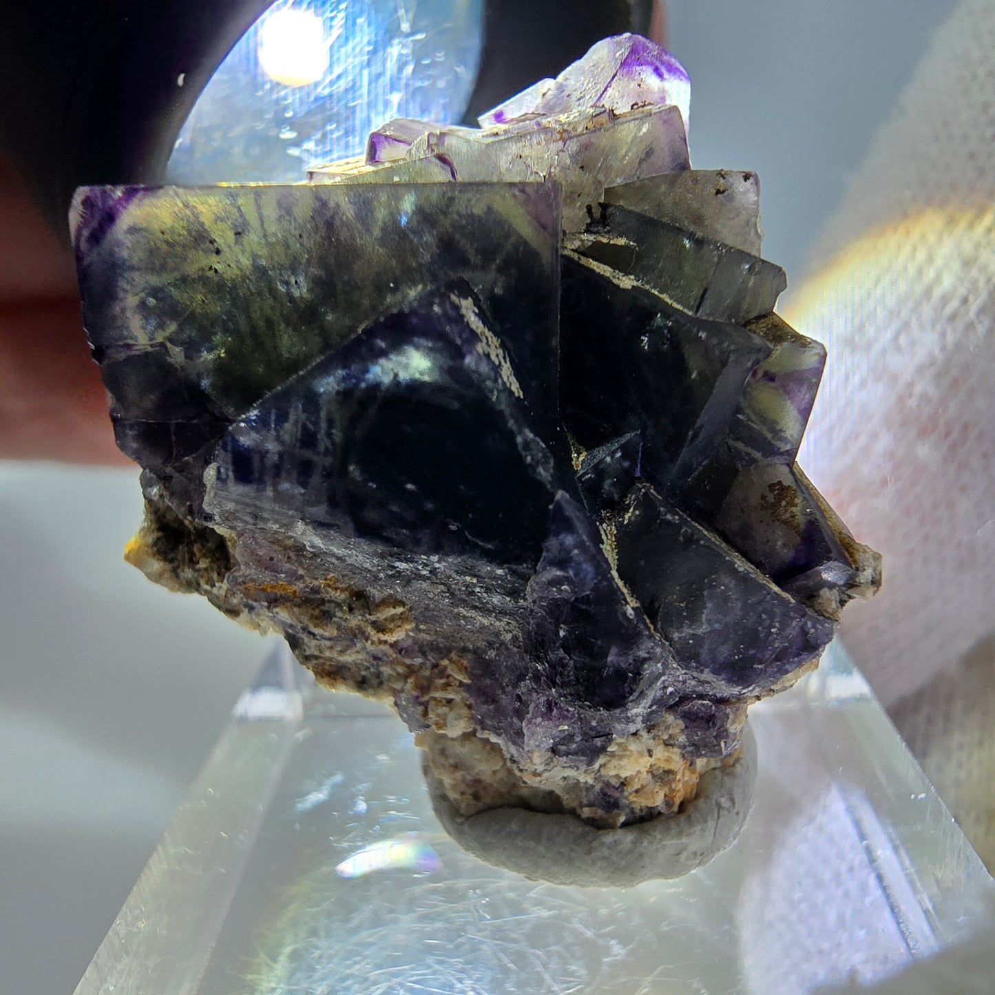 Cube de fluorite fantôme zonal, spécimen d'orthose, Erongo, Namibie, 27 x 26 x 18 mm