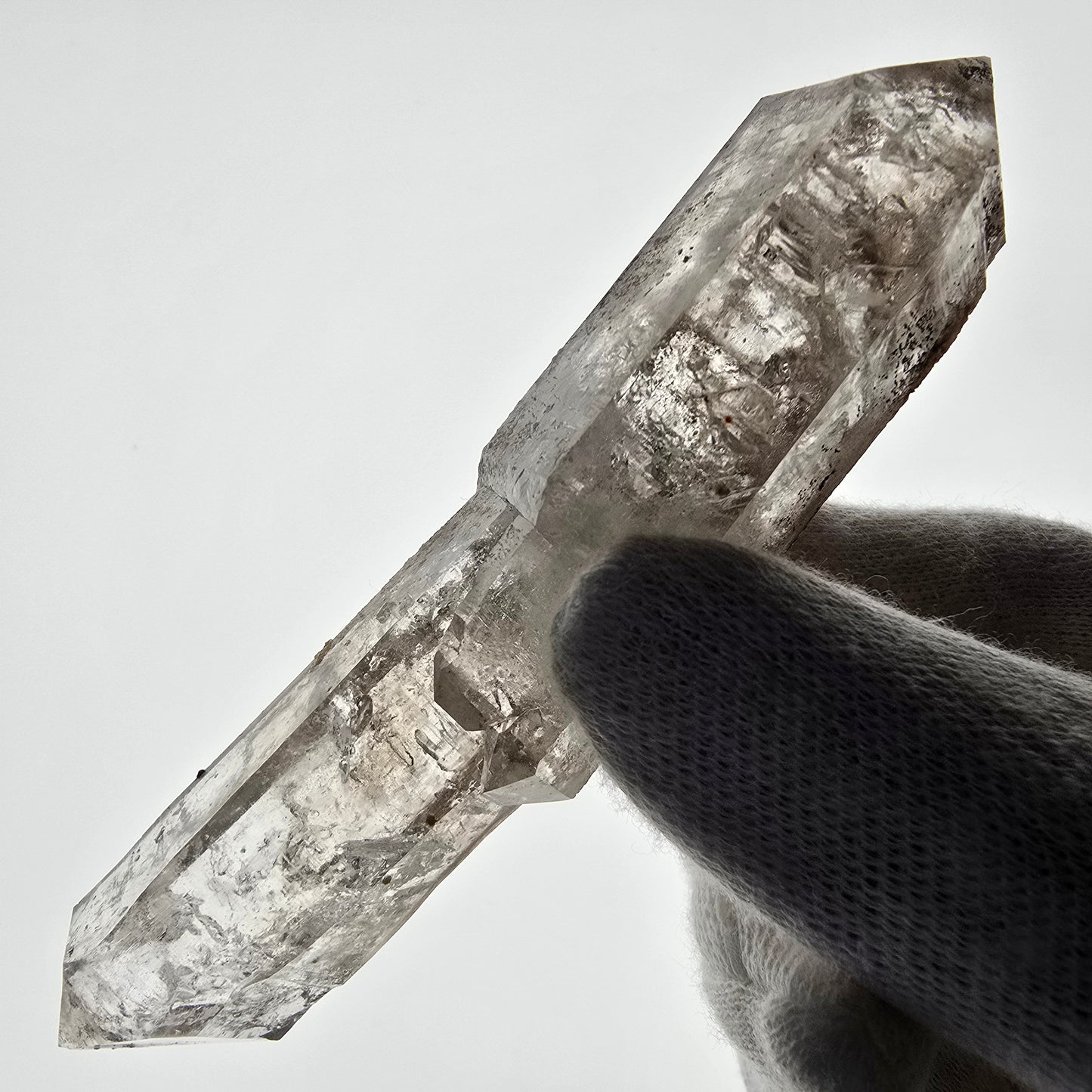 Squelette Fantôme Quartz Fumé DT Sceptre Valentine Pocket Goboboseb Namibie 103*24*18mm