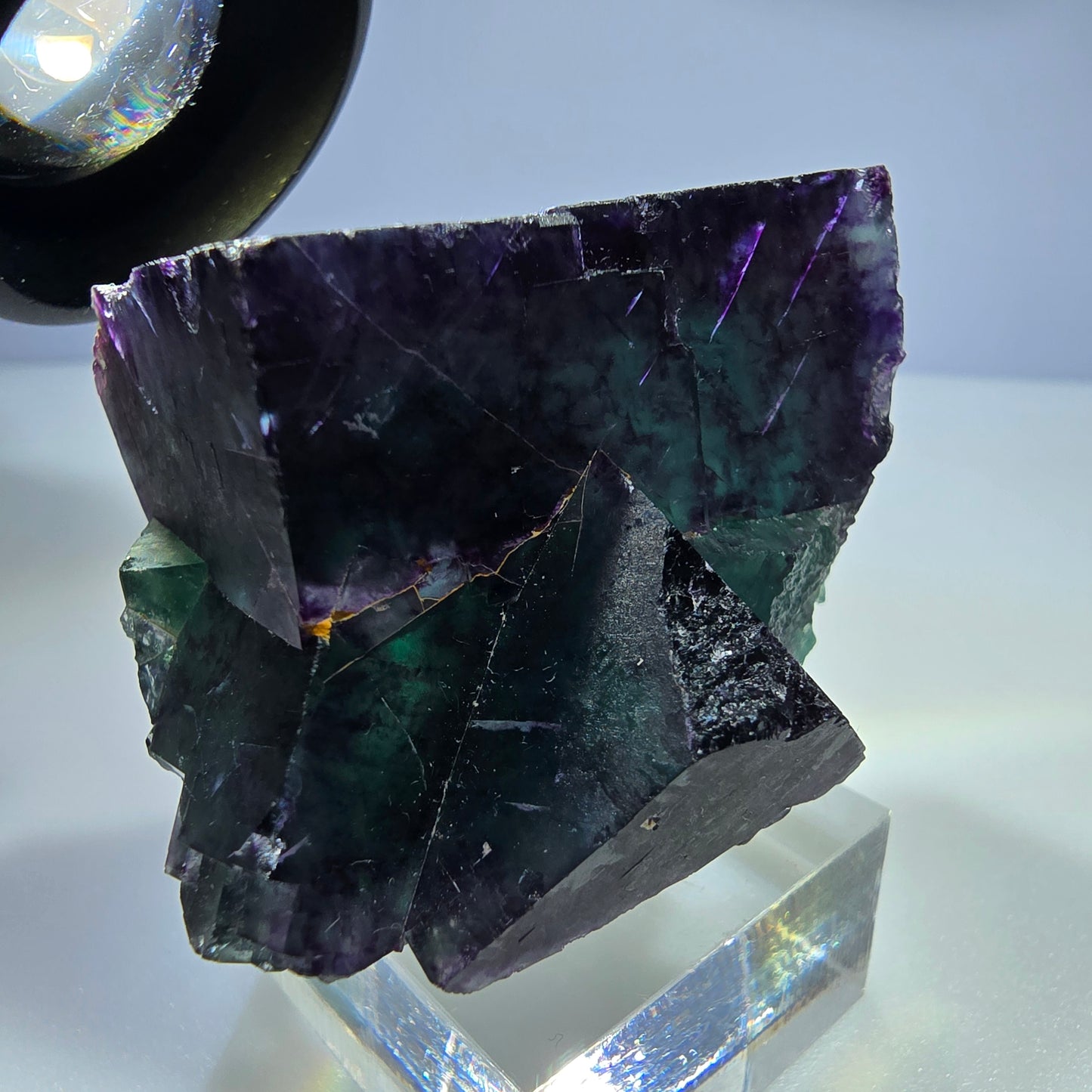 Seltene Phantom Fluorit Würfel Stufe zonal grün lila Okorusu, Namibia 54*48*44mm