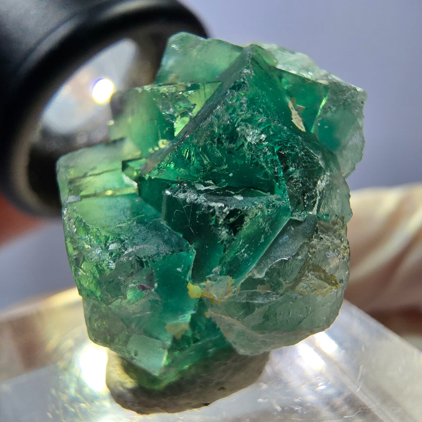 Seltene Phantom Fluorit Würfel Stufe, grün Okorusu, Namibia 22*21*13mm