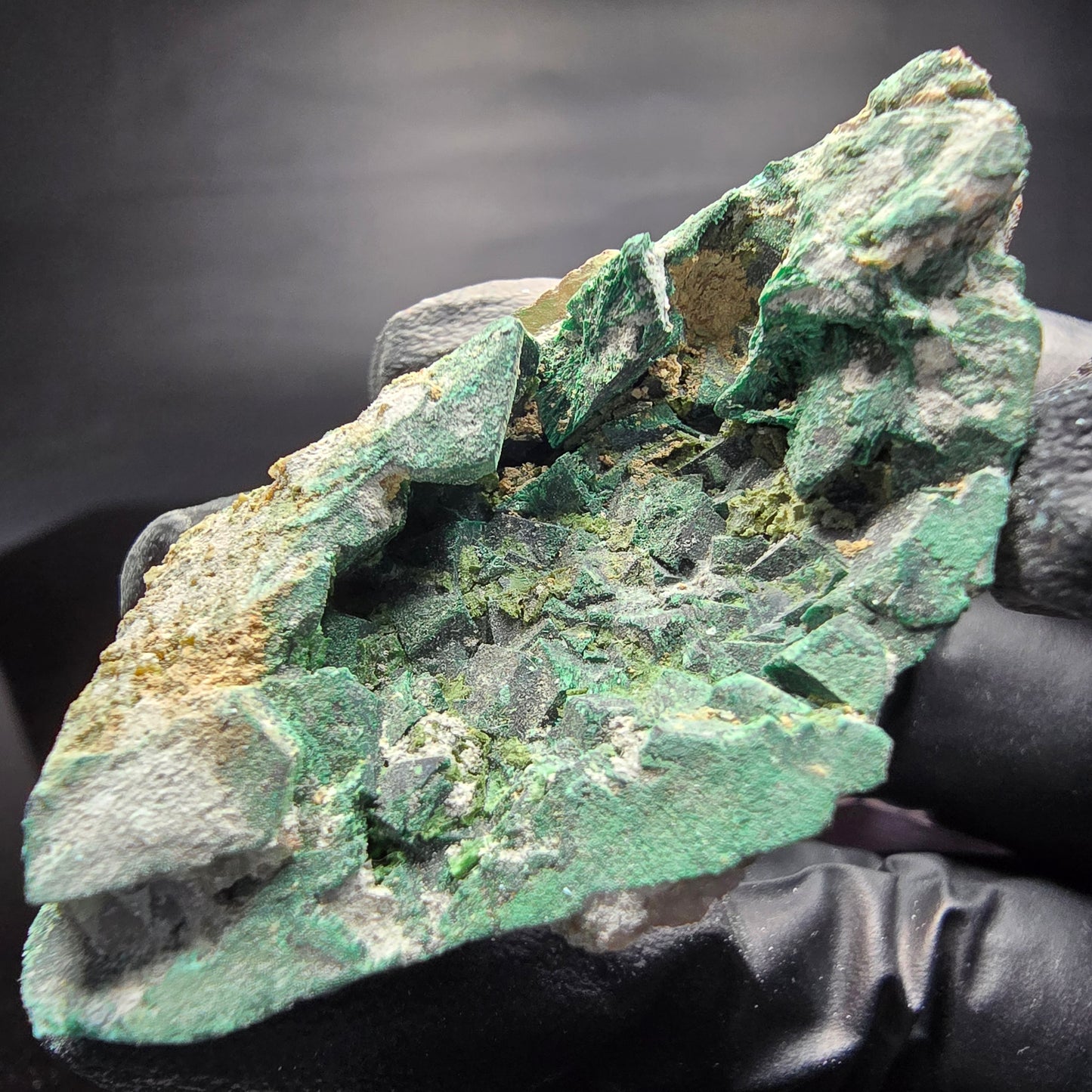 Seltene Malachit, Quarz Stufe Kaokoveld, Namibia 56*38*17mm Mineraliensammlung