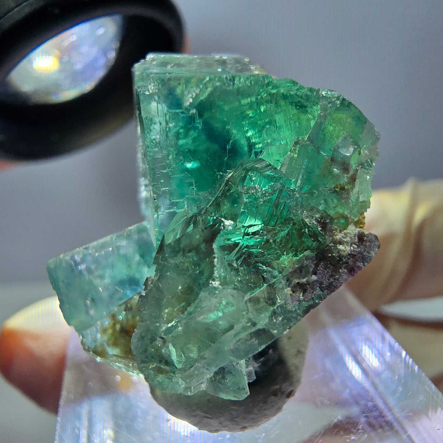 Phantom Fluorit Würfel Stufe, grün parkettiert Okorusu, Namibia 27*24*20mm