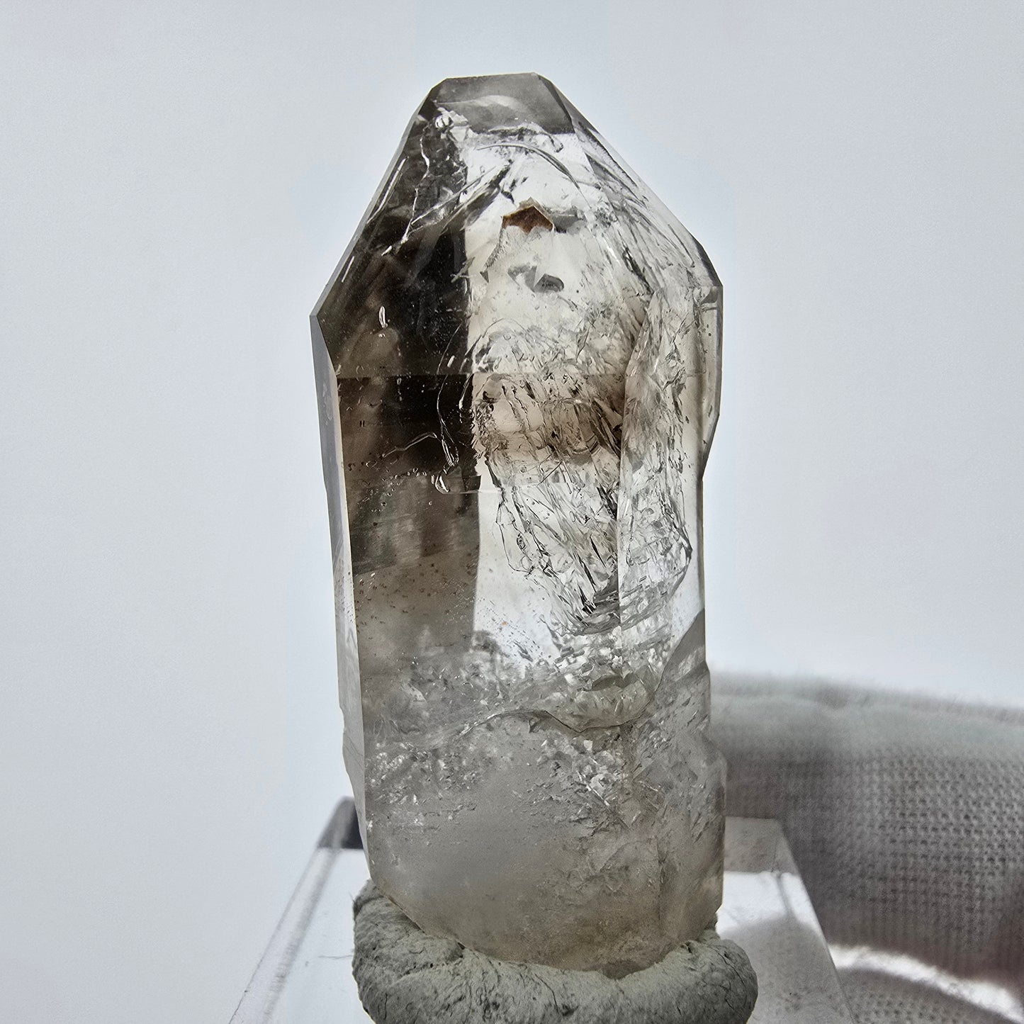 Enhydro Phantom Smoky Quartz Sceptre Tip 3x Bubble Goboboseb, Namibie 44*19*13mm