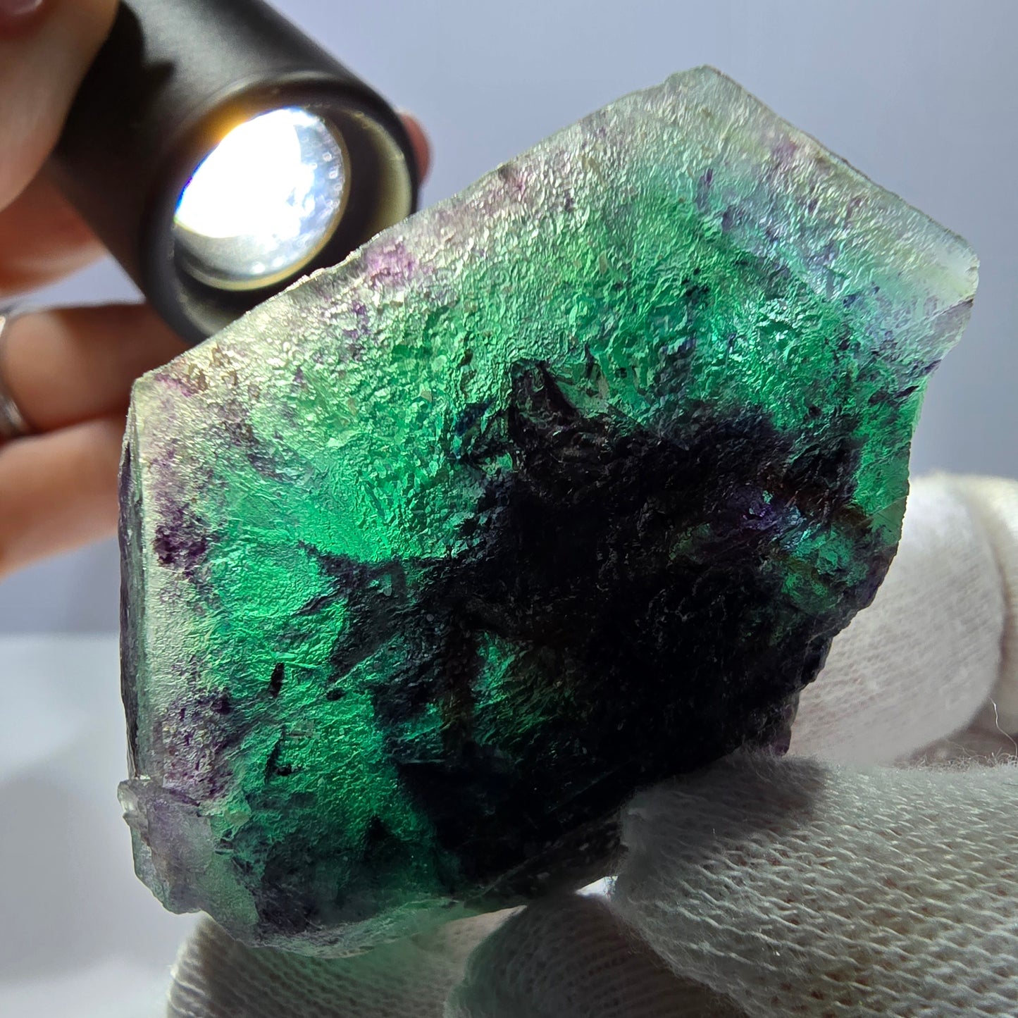 Phantom Fluorit Würfel Stufe, hexagonal grün lila Erongo, Namibia 62*41*32mm