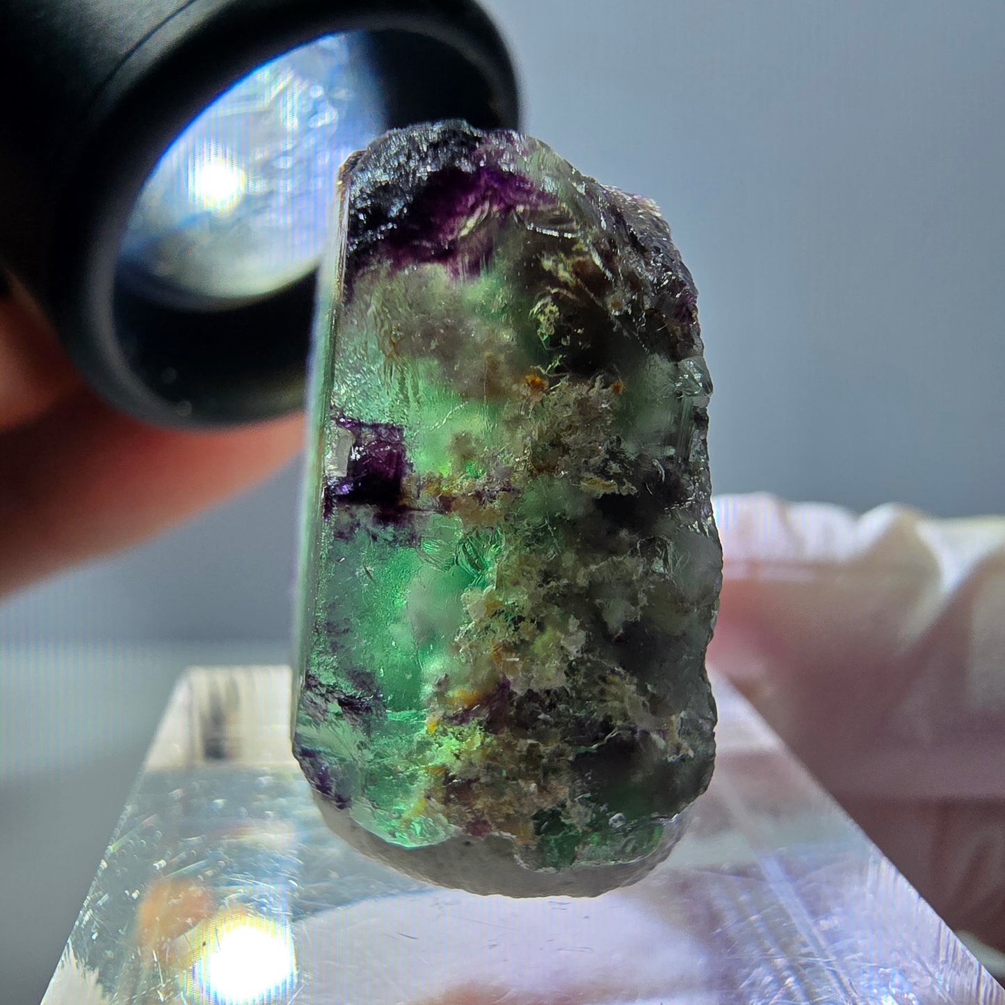 Phantom Fluorit Würfel Stufe, parkettiert, zonal Okorusu, Namibia 24*22*13mm