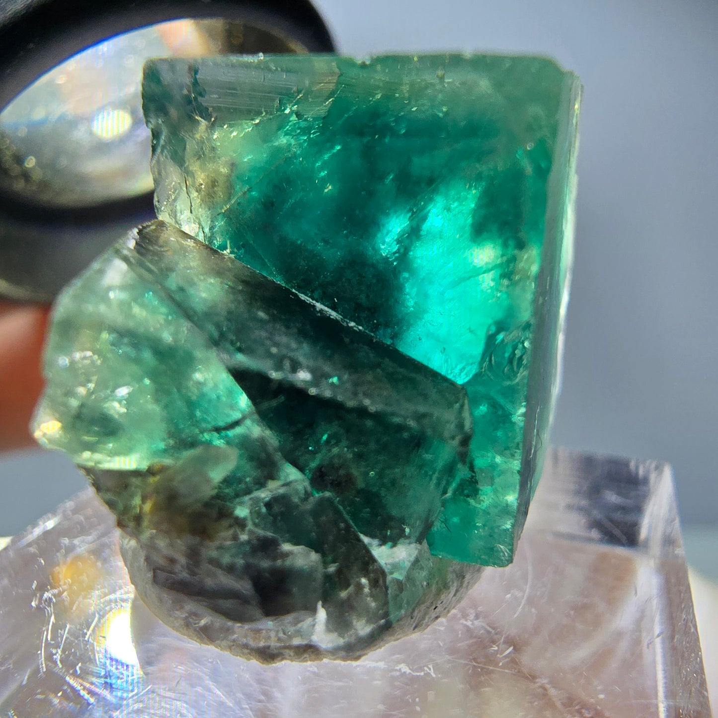 Seltene Phantom Fluorit Würfel Stufe, grün Okorusu, Namibia 23*19*15mm