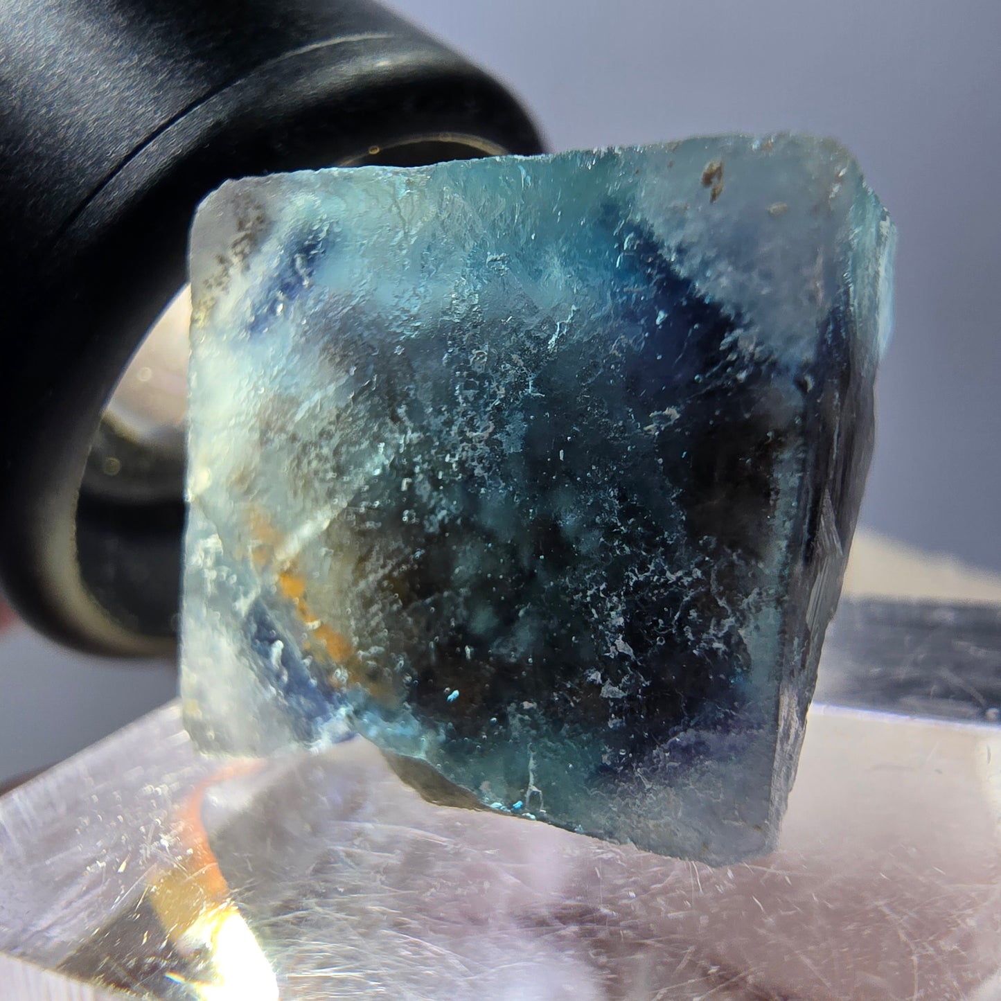 Phantom Fluorite cube parquetted, green purple Okorusu, Namibia 18*18*17mm