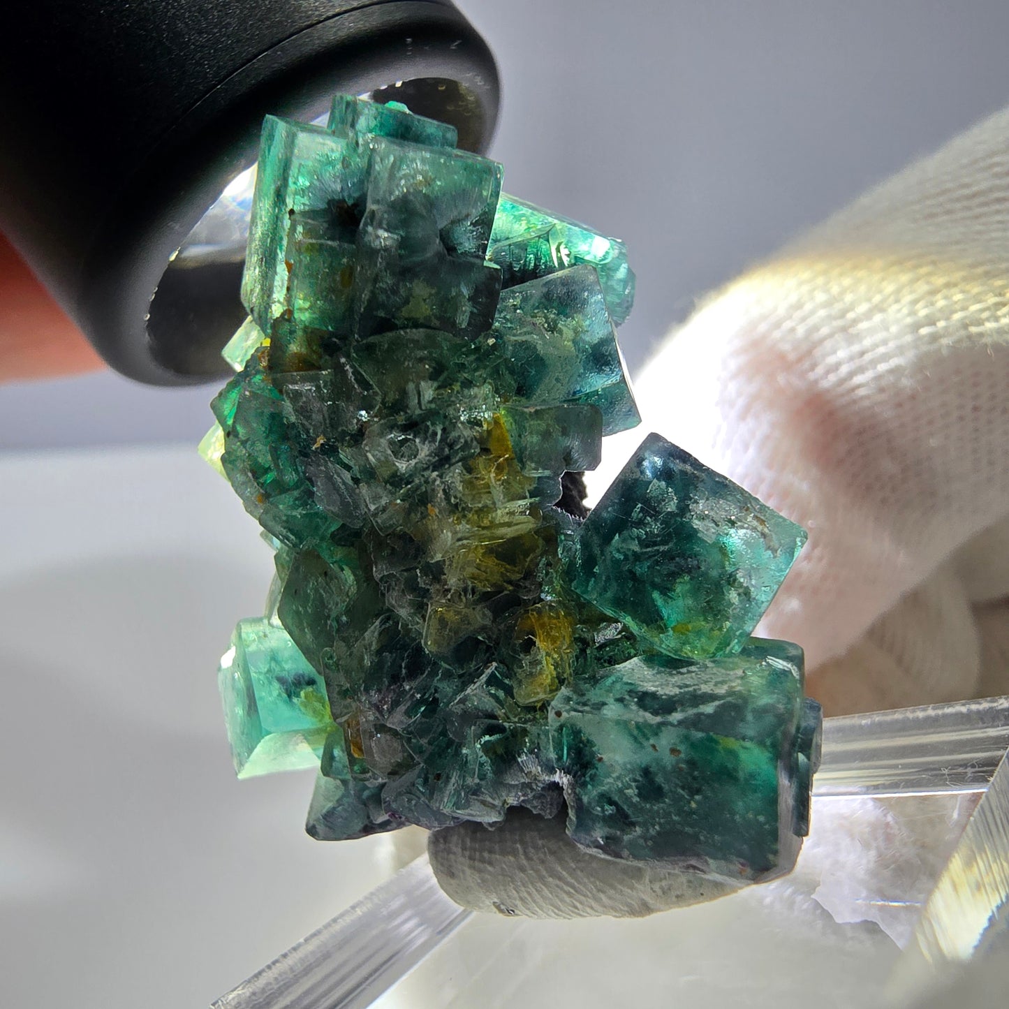 Phantom Fluorit Würfel, Schörl Turmalin Stufe Erongo, Namibia 34*27*22mm