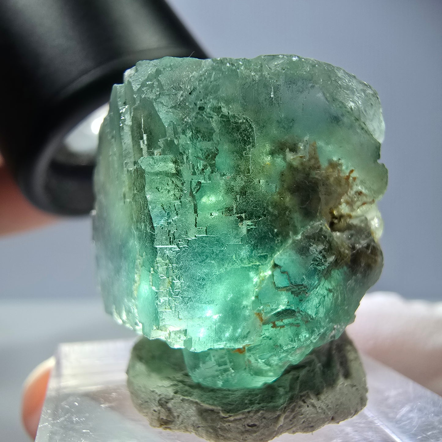Klarer Phantom Fluorit Würfel parkettiert, grün Okorusu, Namibia 24*21*18mm