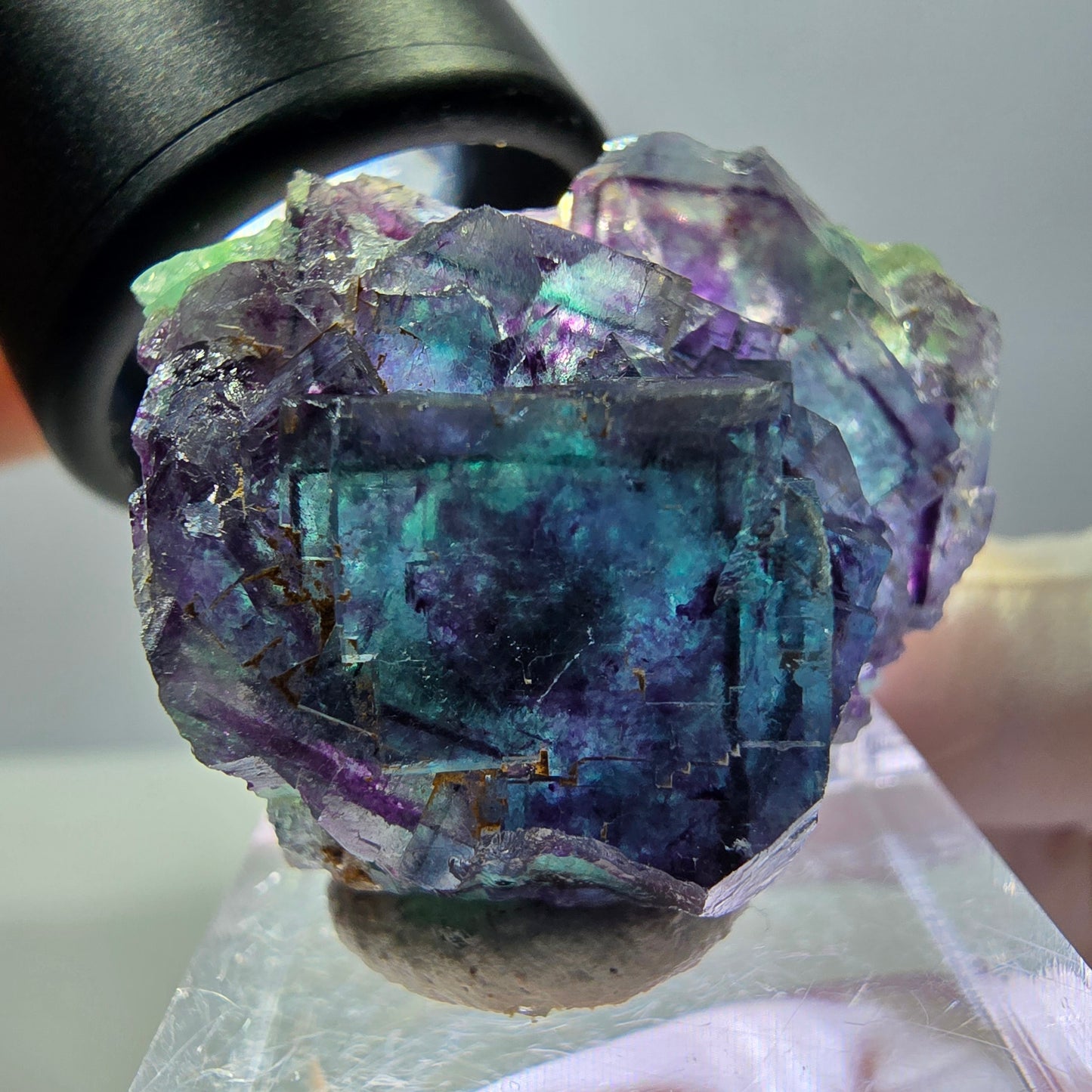 Seltene Fluorit Würfel Stufe, grün lila Okorusu, Namibia 31*27*19mm