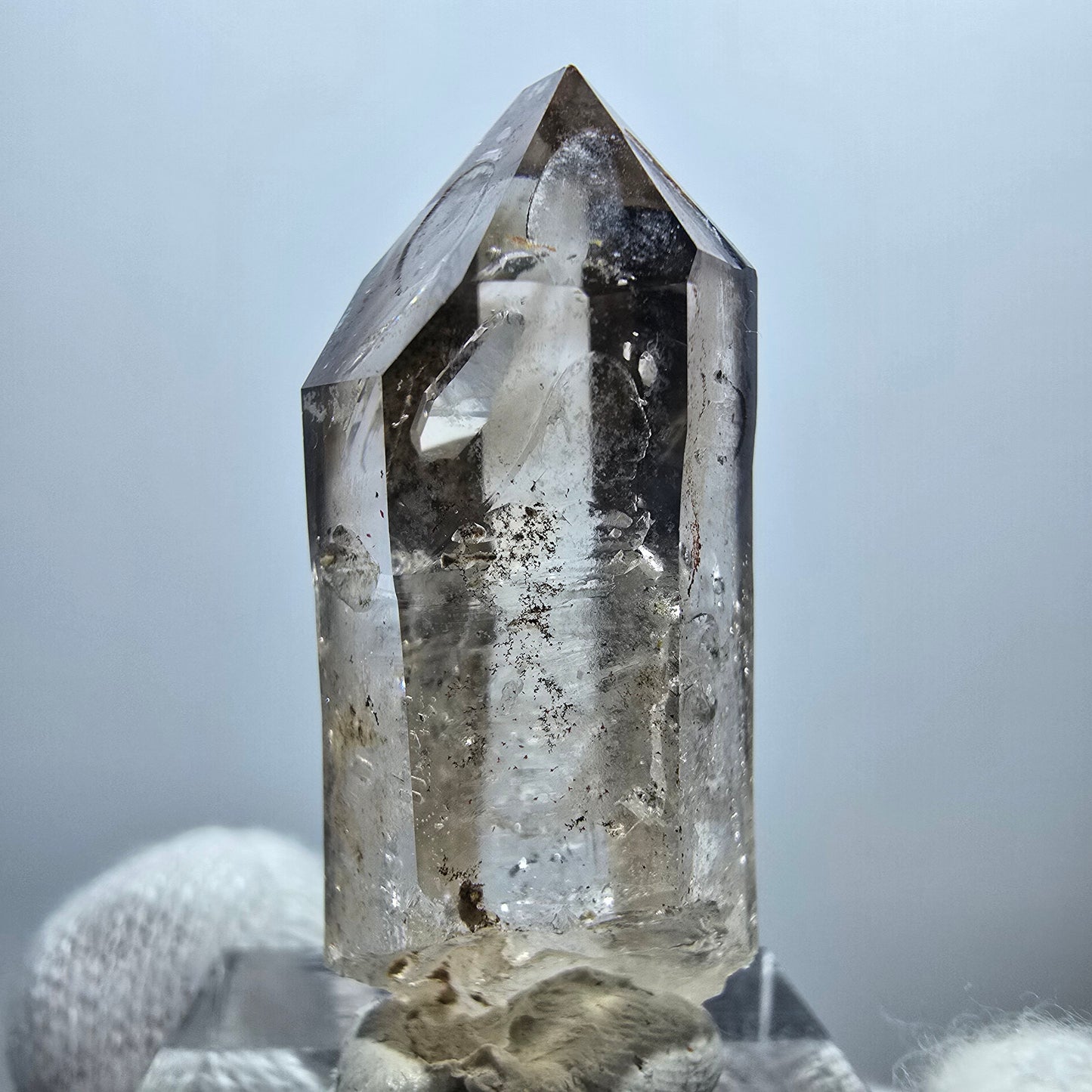 Pointe de quartz fumé Enhydro Phantom, 1x Bubble Goboboseb, Namibie 39*16*16mm