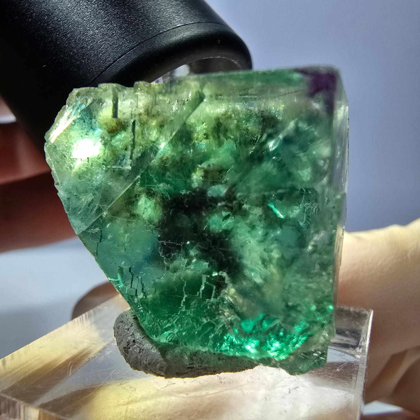 Phantom Fluorit Würfel parkettiert, grün lila Okorusu, Namibia 26*23*17mm