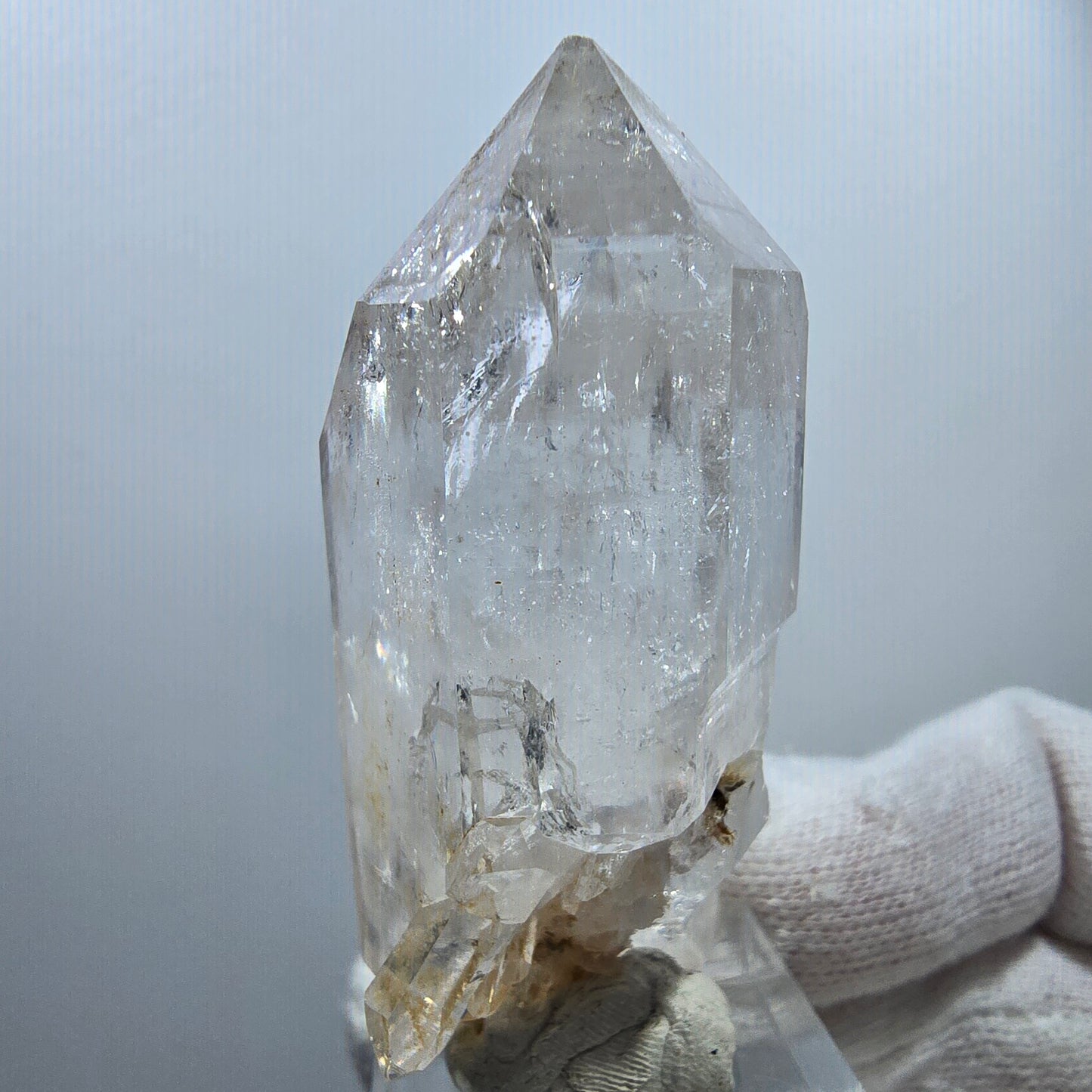 Sceptre DT en quartz fumé fantôme Enhydro, poche en calcite Valentine Goboboseb Namibie 60 x 27 x 22 mm