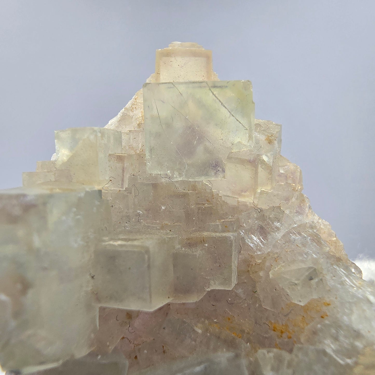 Seltene UV Phantom Fluorit Würfel Stufe grün lila Brandberg, Namibia 58*33*20mm