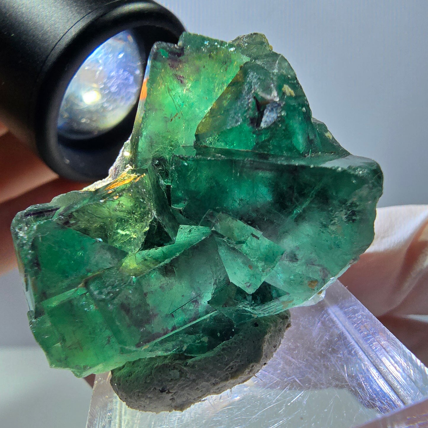 Phantom Fluorit Würfel Stufe, grün lila Okorusu, Namibia 34*30*16mm