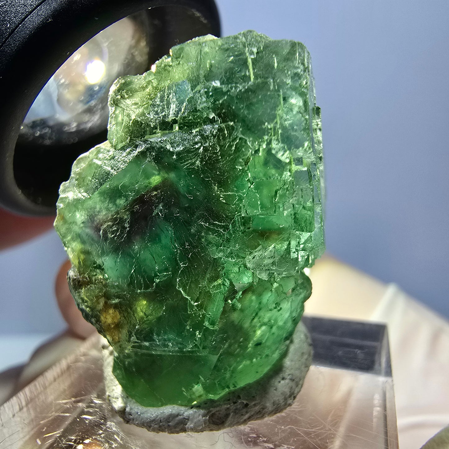 Seltene Phantom Fluorit Würfel Stufe, grün Okorusu, Namibia 28*26*19mm