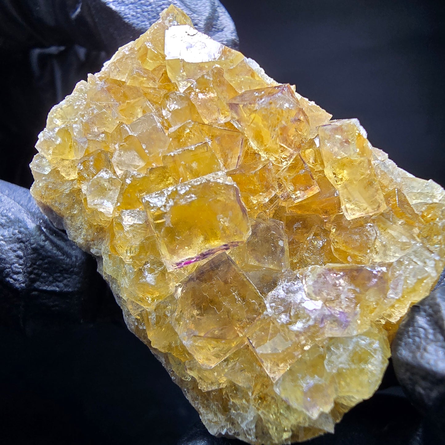 Klare Phantom Fluorit Würfel Stufe gelb lila Okorusu Namibia 42*31*17mm Sammlung
