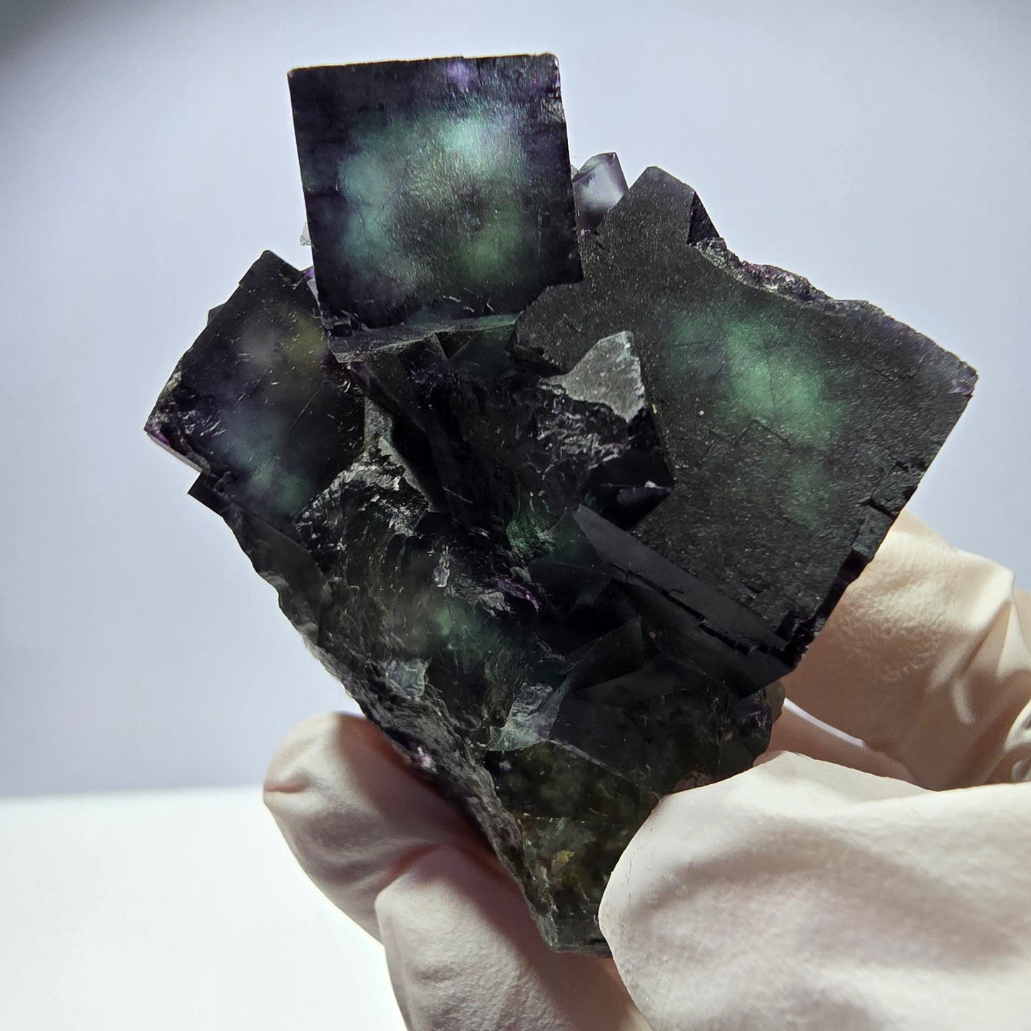 Spécimen de cube de fluorite fantôme, parqueté, zonal Okorusu, Namibie 49*45*27mm