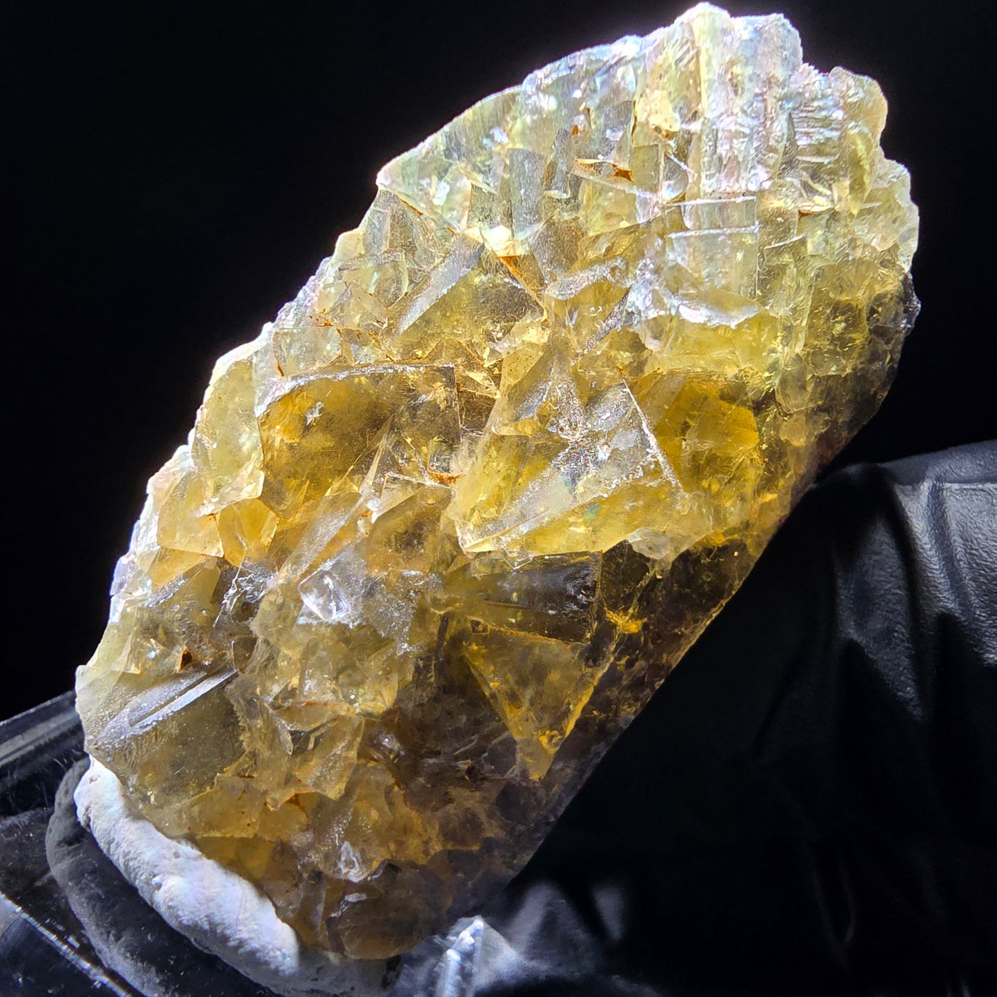Honey Pocket Phantom Fluorite stage jaune violet Okorusu Namibie 49*27*11mm collection